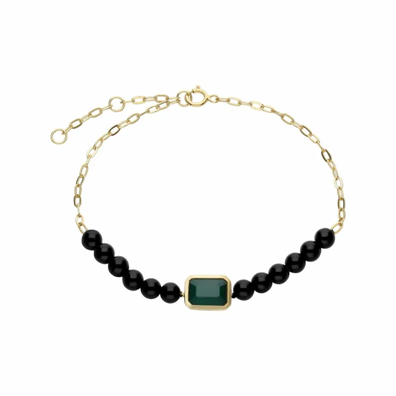 ECFEW™ Unifier Onyx & Dyed Green Chalcedony Bracelet In Gold Plated Sterling Silver sold by Gemondo Jewellery