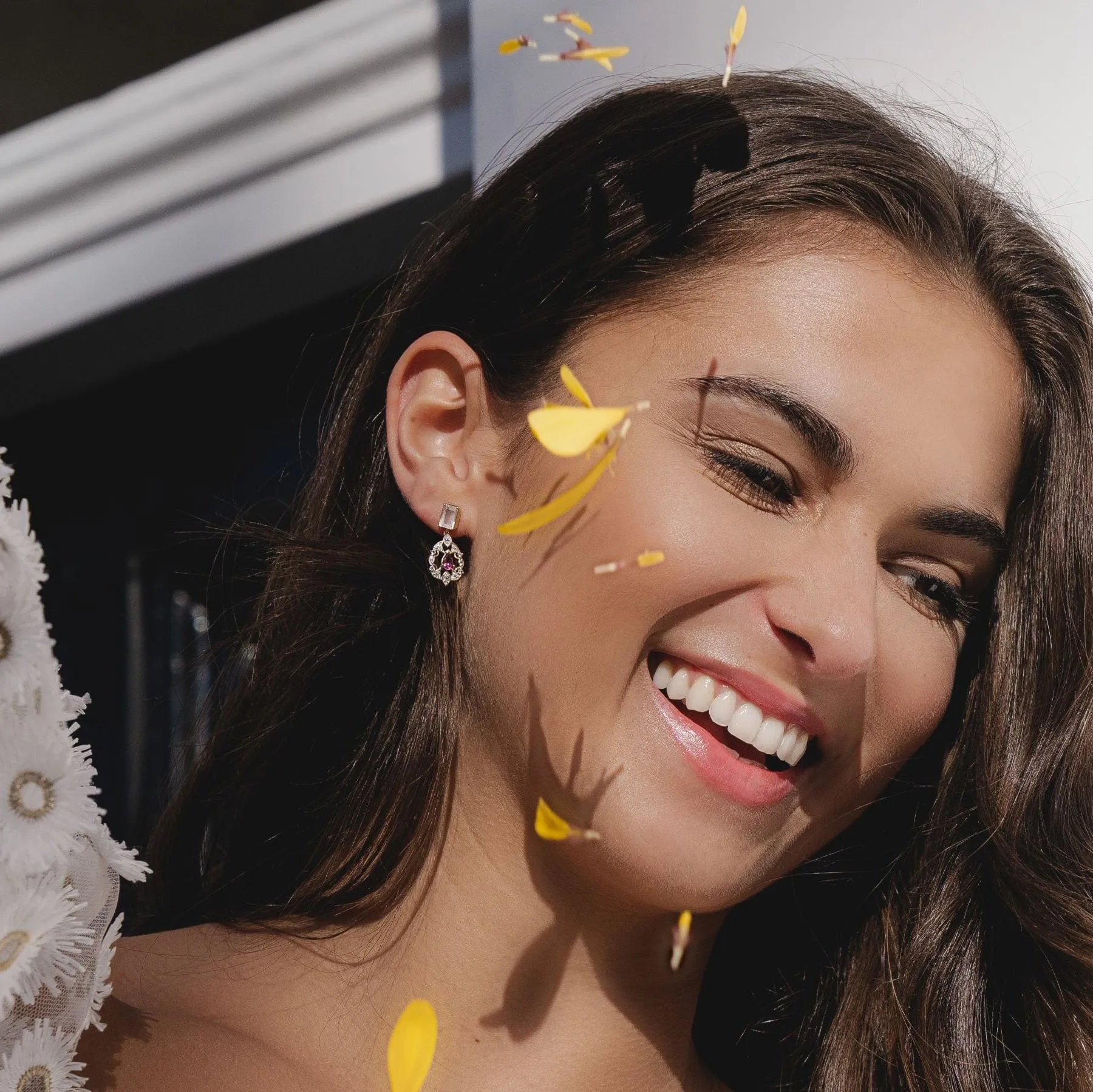 ECFEW™ Creator Rose Quartz, Tourmaline & White Topaz Earrings in Gold Plated Sterling Silver sold by Gemondo Jewellery product image thumbnail 3