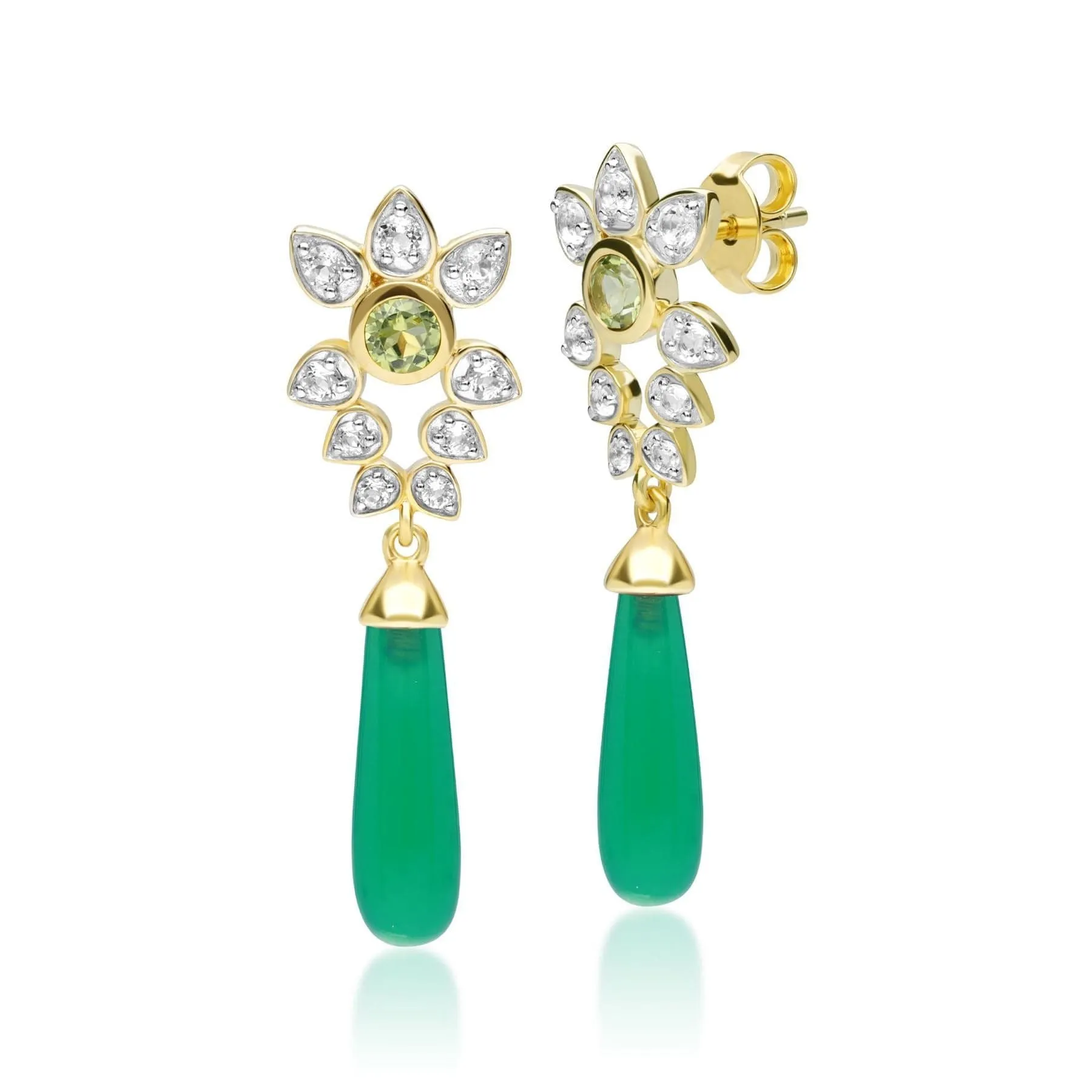 ECFEW™ Creator Dyed Green Chalcedony, Peridot & White Topaz Earrings In Gold Plated Sterling Silver sold by Gemondo Jewellery product image thumbnail 3