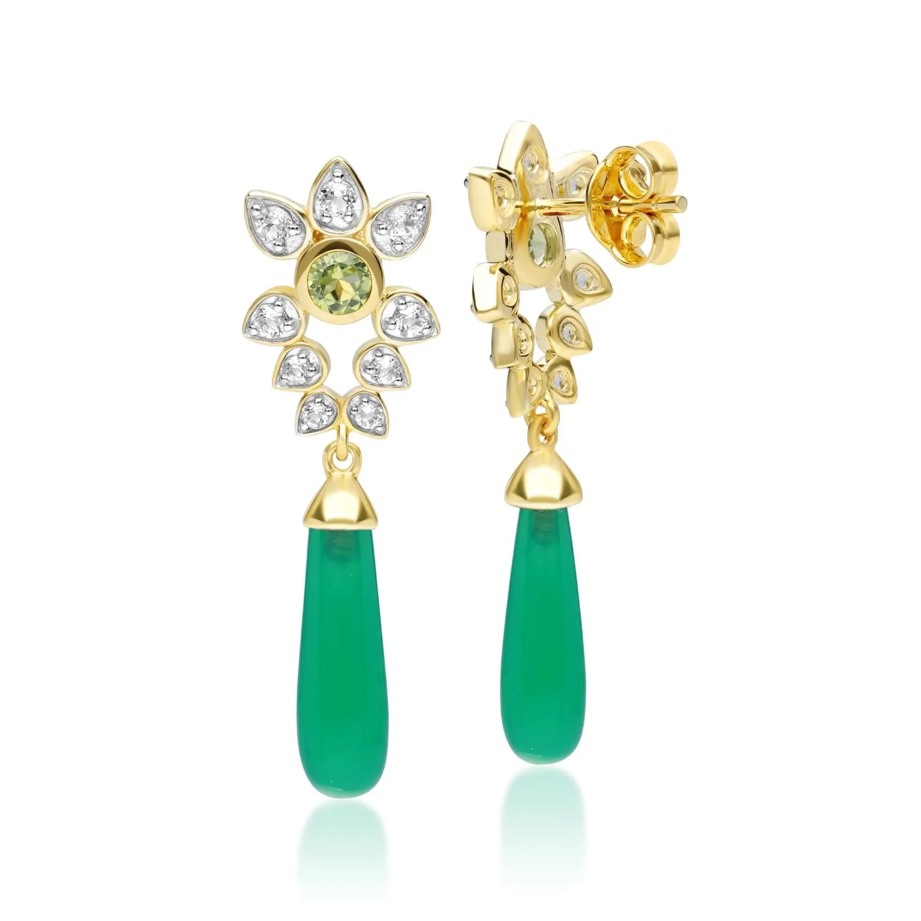 ECFEW™ Creator Dyed Green Chalcedony, Peridot & White Topaz Earrings In Gold Plated Sterling Silver sold by Gemondo Jewellery product image thumbnail 2