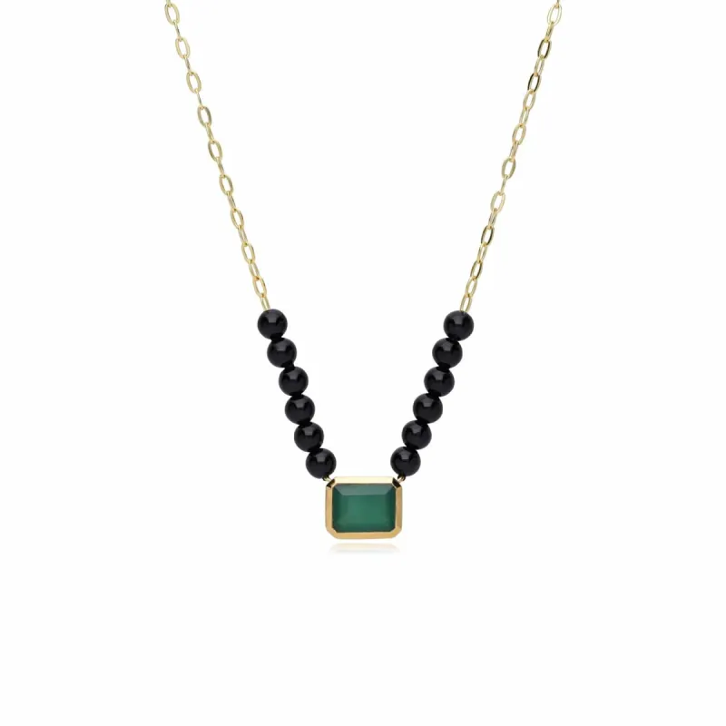 ECFEW™ Unifier Dyed Green Chalcedony & Onyx Necklace in Gold Plated Sterling Silver sold by Gemondo Jewellery
