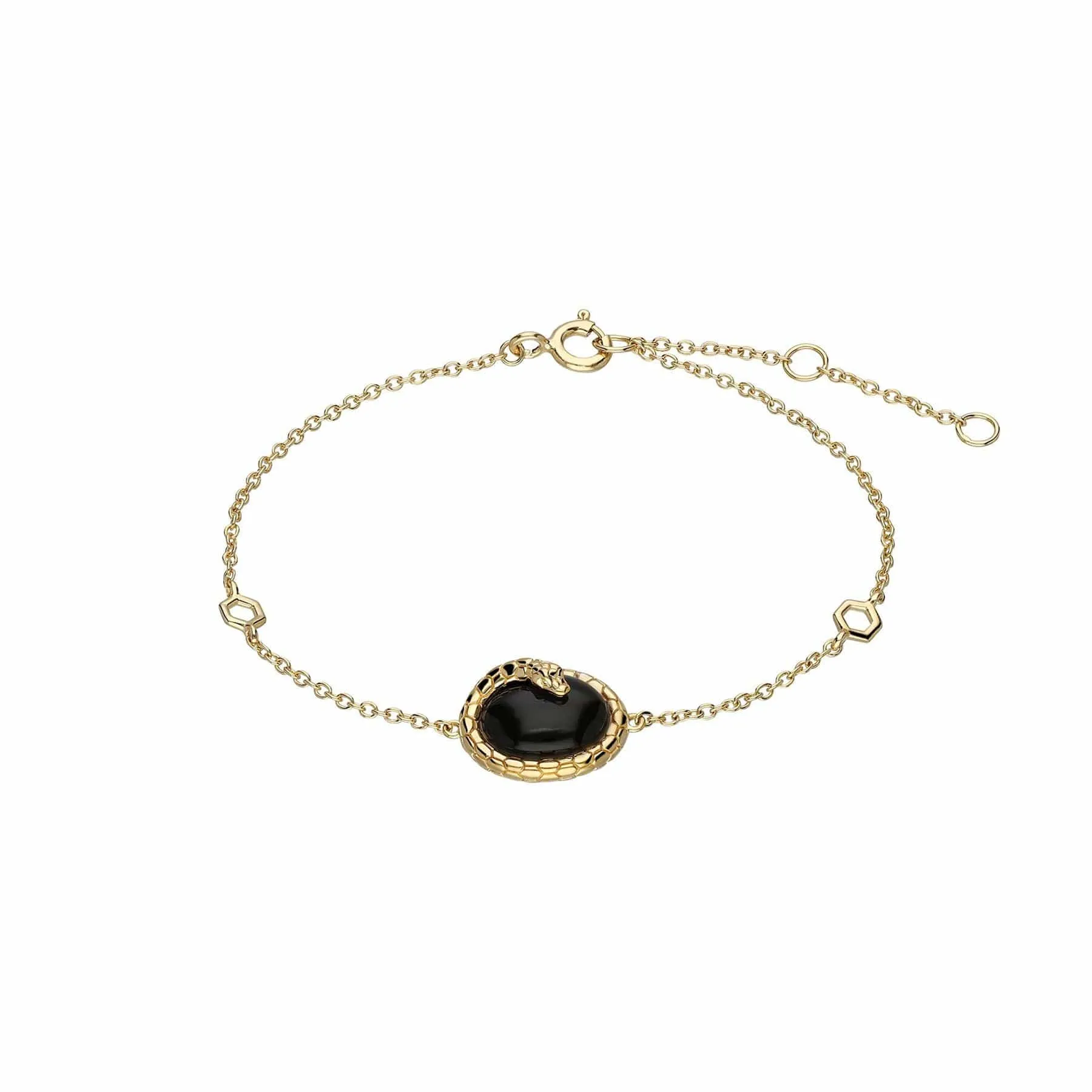 ECFEW™ Onyx Winding Snake Bracelet Gold Plated Silver sold by Gemondo Jewellery
