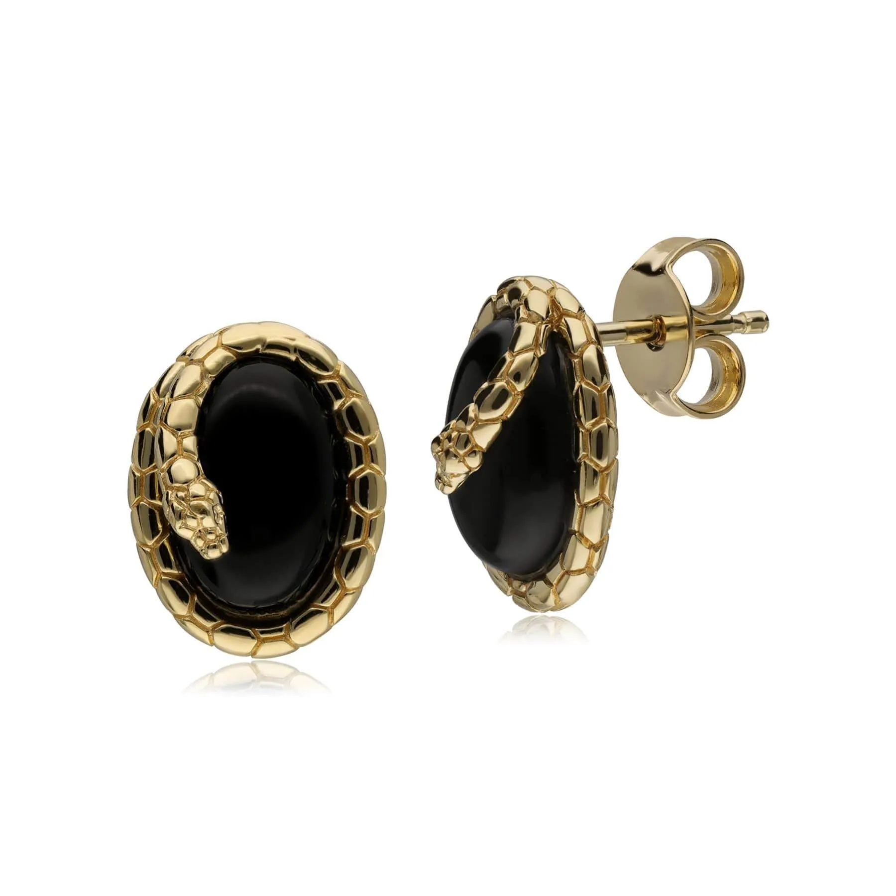 ECFEW™ Onyx Winding Snake Stud Earrings In Sterling Silver sold by Gemondo Jewellery