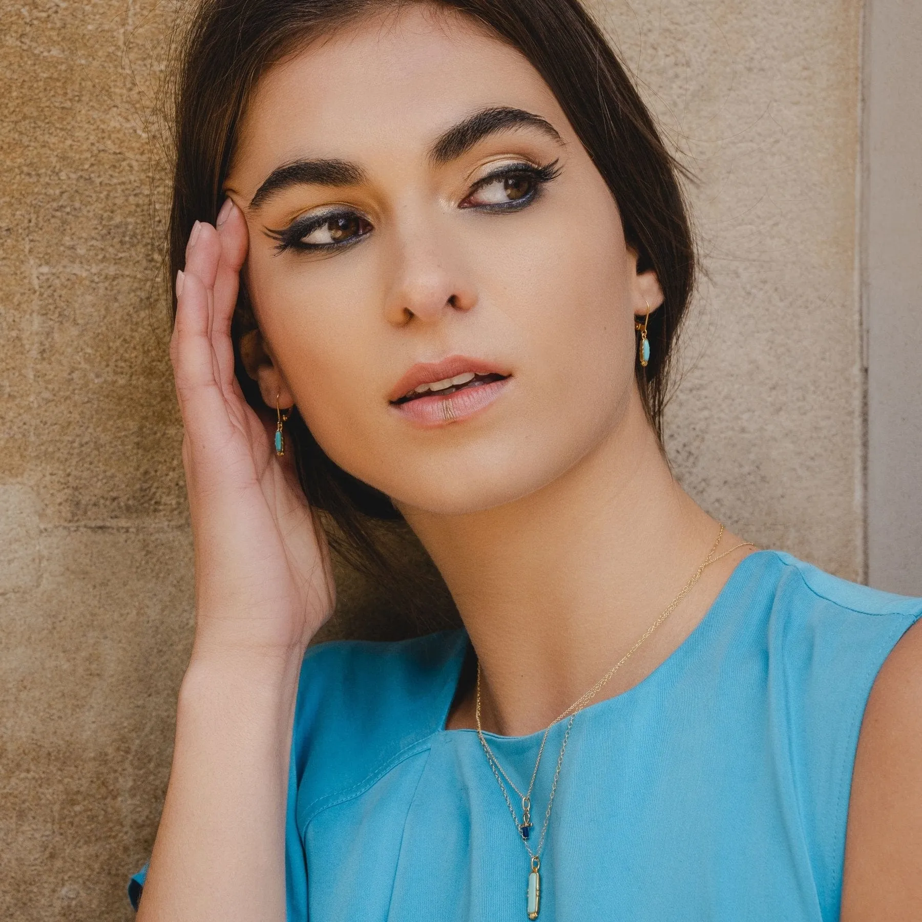 ECFEW™ Turquoise Talisman Necklace in Gold Plated Sterling Silver sold by Gemondo Jewellery product image thumbnail 3