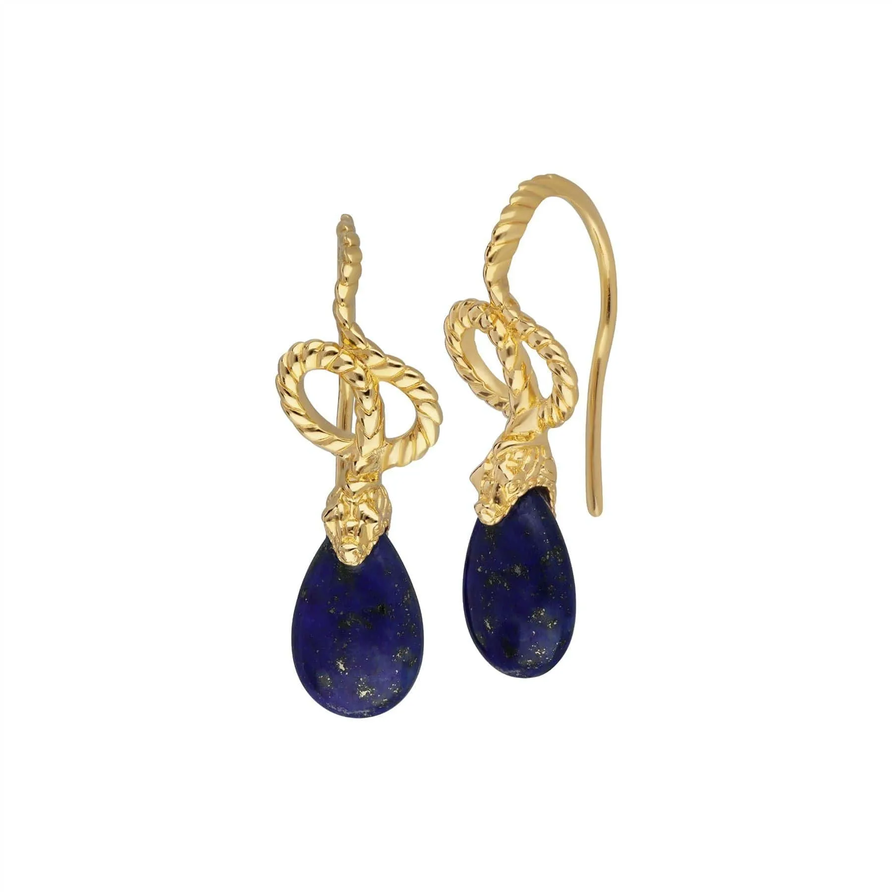ECFEW™ Lapis Lazuli Winding Snake Drop Earrings in Gold Plated Sterling Silver sold by Gemondo Jewellery