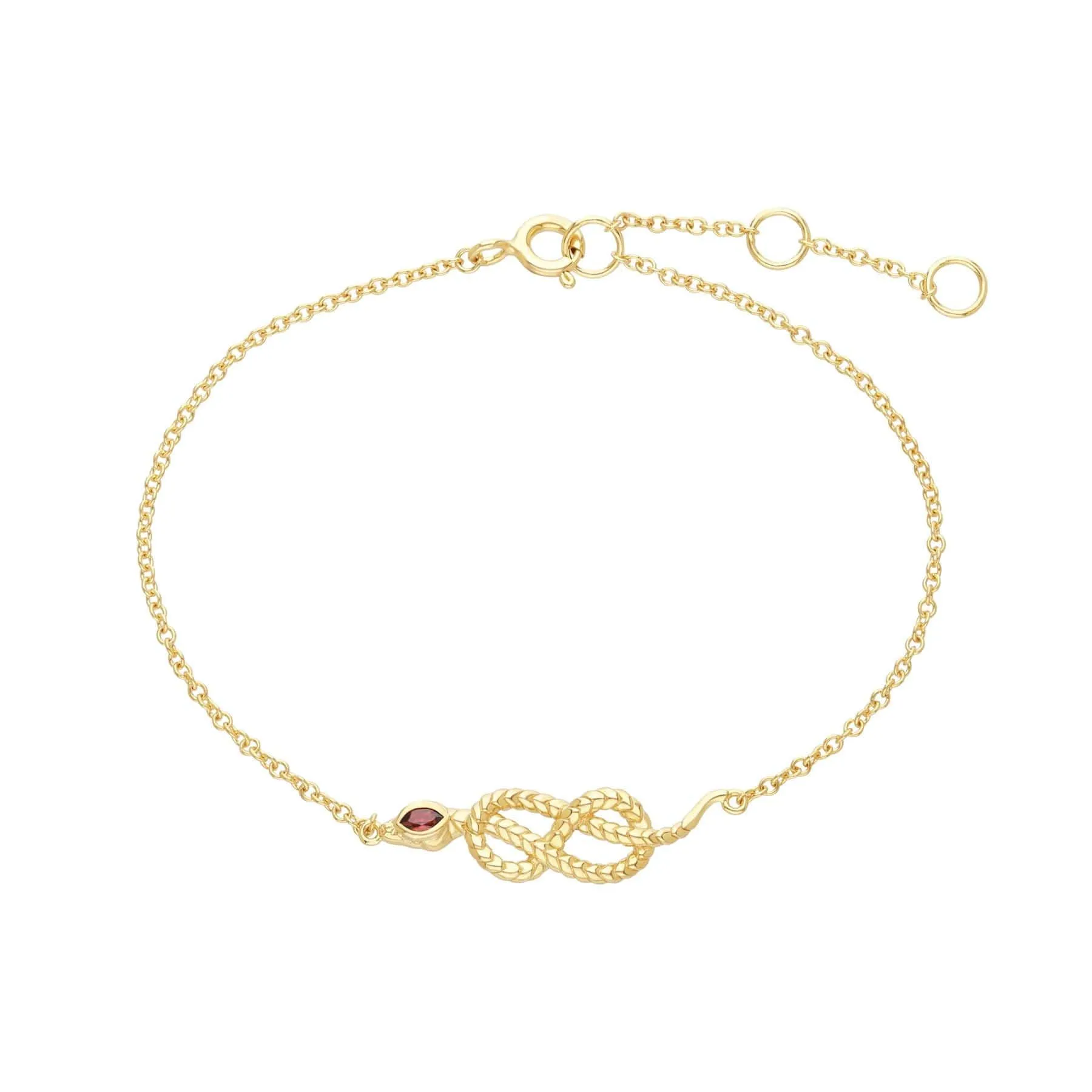 ECFEW™ Garnet Snake Link Bracelet in Gold Plated Sterling Silver sold by Gemondo Jewellery