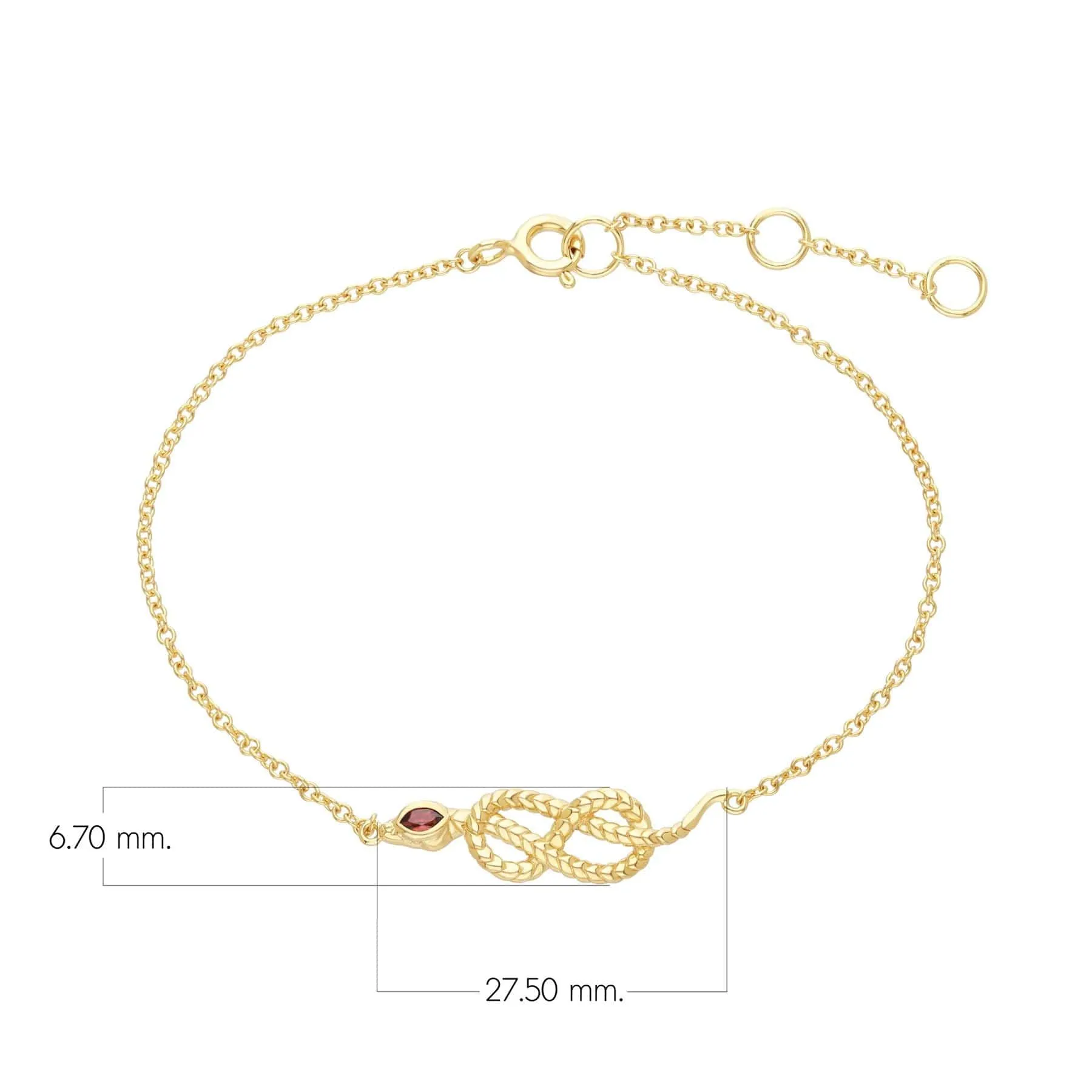 ECFEW™ Garnet Snake Link Bracelet in Gold Plated Sterling Silver sold by Gemondo Jewellery product image thumbnail 3