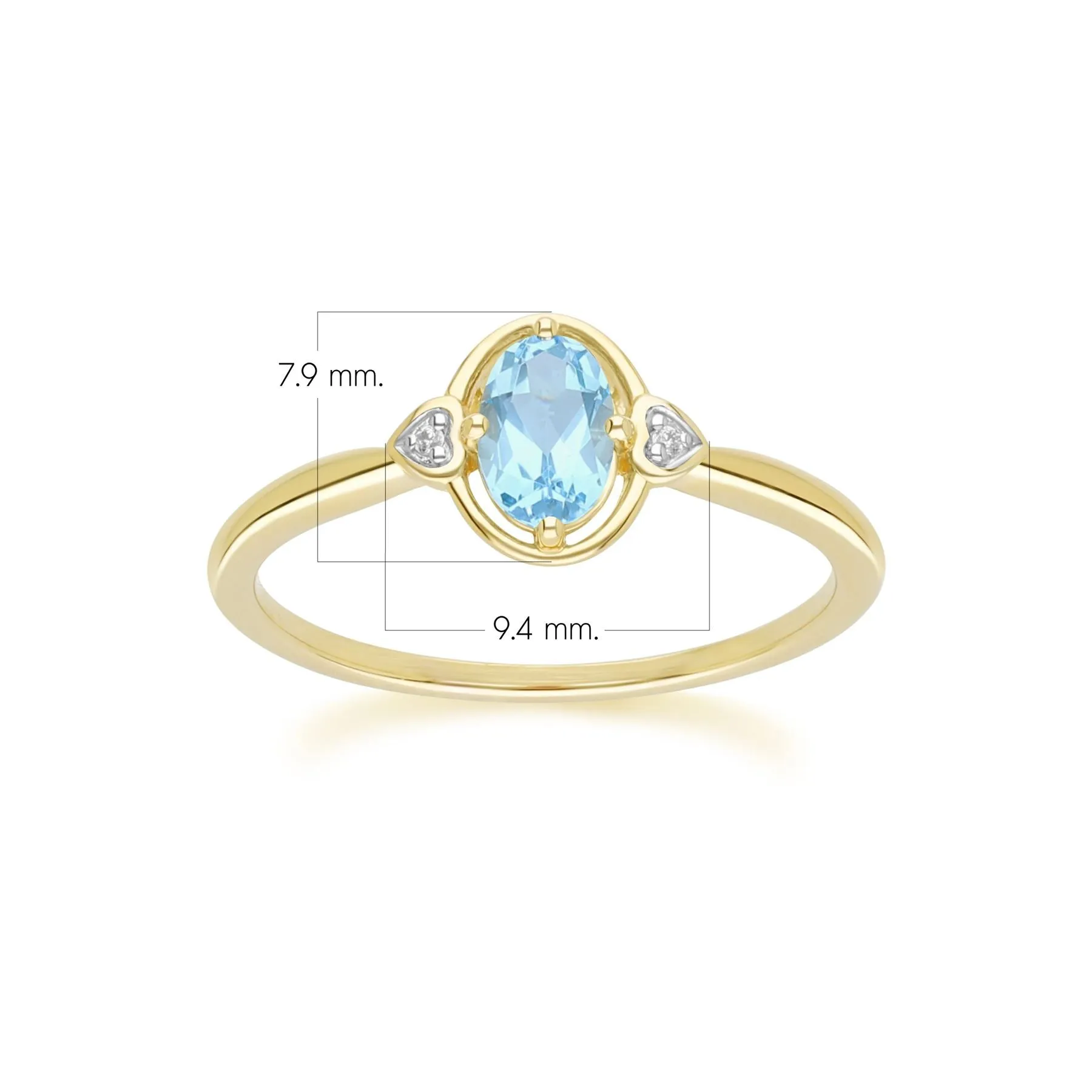 Classic Oval Topaz & Diamond Heart Ring In 9ct Yellow Gold sold by Gemondo Jewellery product image thumbnail 4