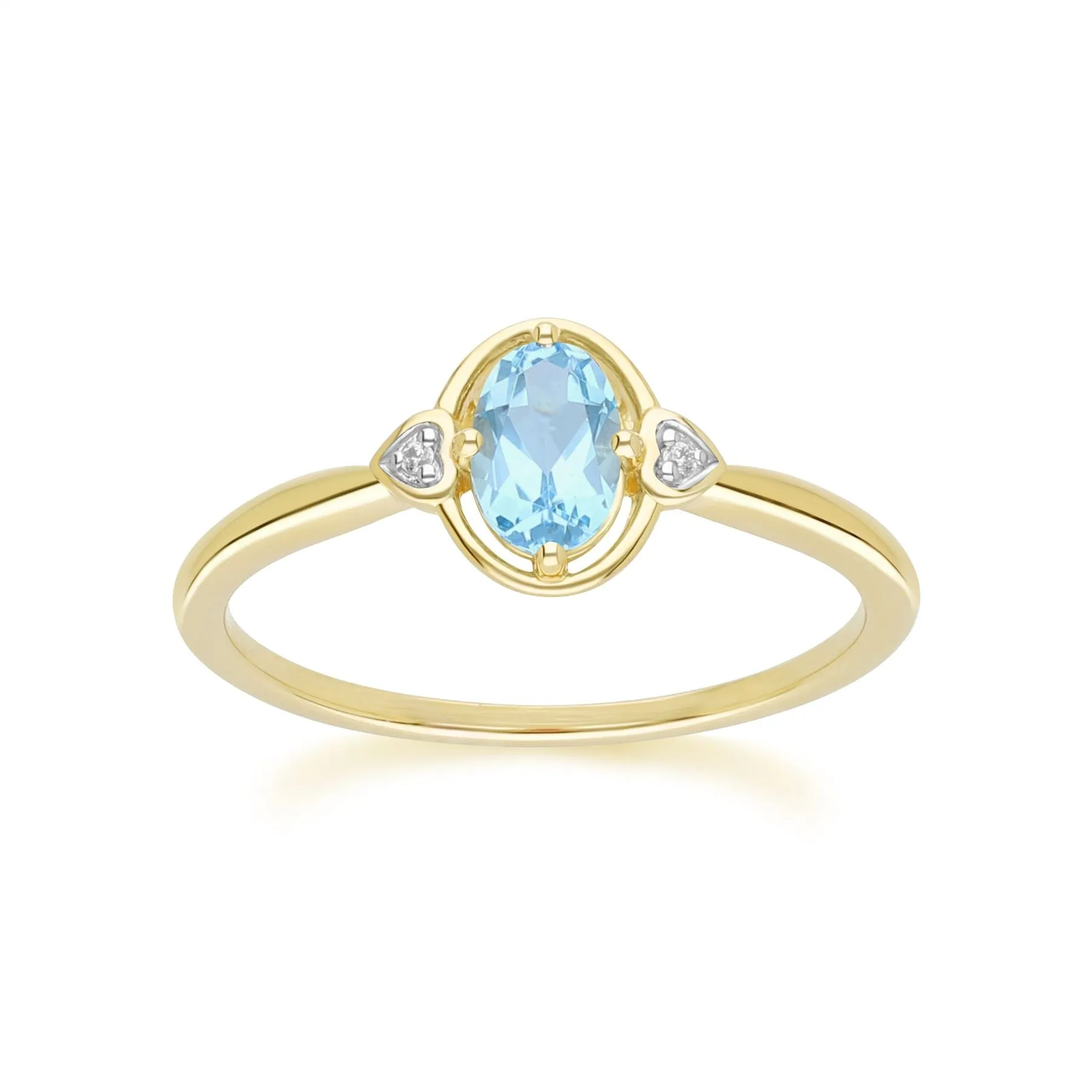 Classic Oval Topaz & Diamond Heart Ring In 9ct Yellow Gold sold by Gemondo Jewellery