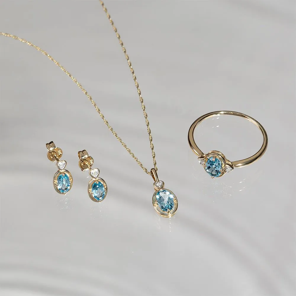 Classic Oval Topaz & Diamond Heart Ring In 9ct Yellow Gold sold by Gemondo Jewellery product image thumbnail 5