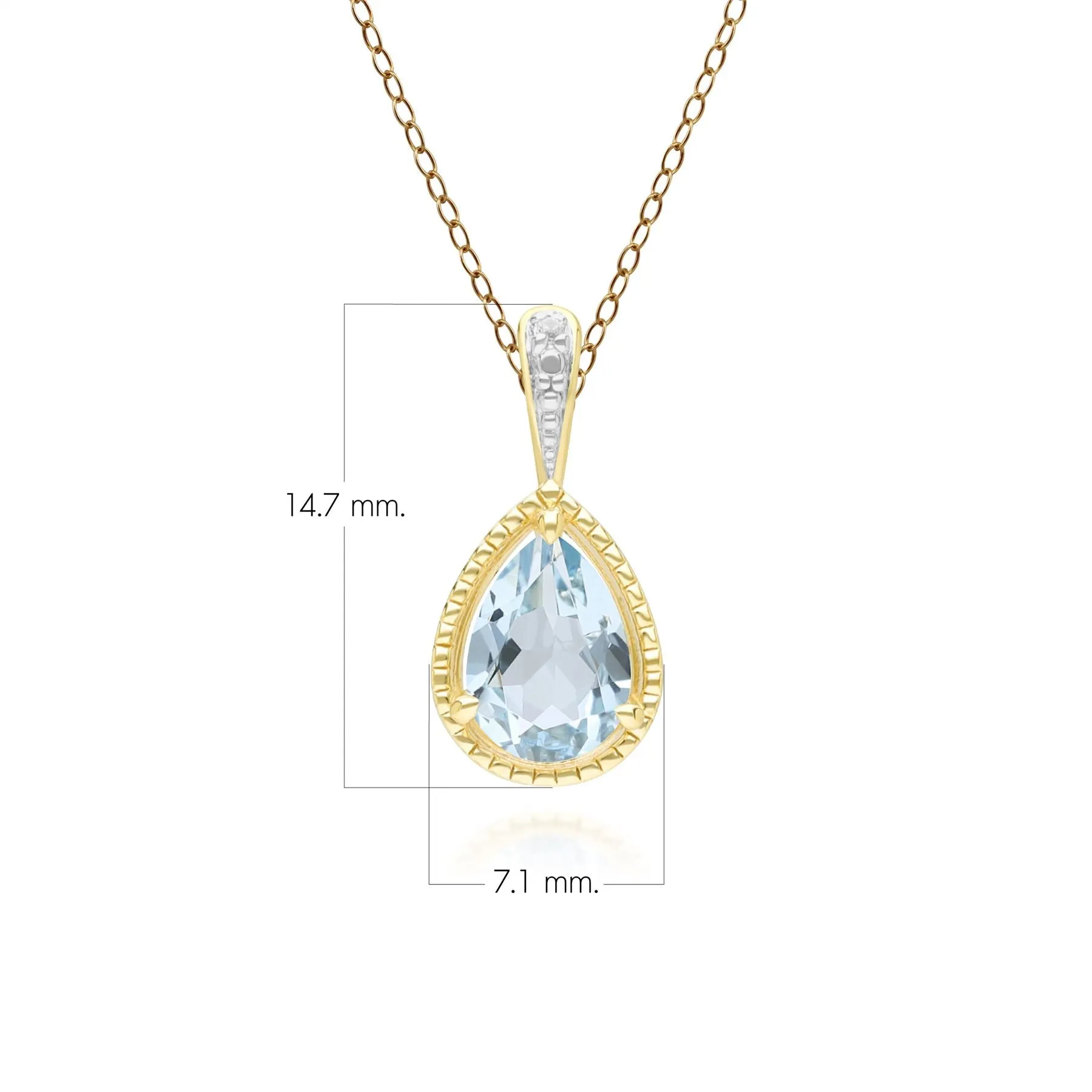 Classic Pear Aquamarine & Diamond Pendant Necklace In 9ct Yellow Gold sold by Gemondo Jewellery product image thumbnail 3