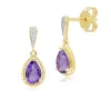 Classic Pear Amethyst & Diamond Drop Earrings In 9ct Yellow Gold sold by Gemondo Jewellery