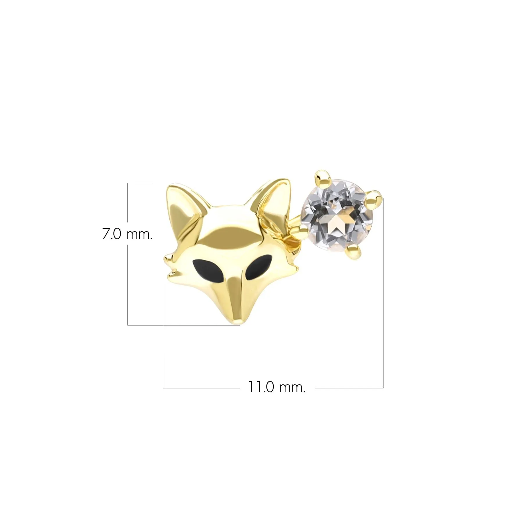 Gardenia White Topaz Fox Pin In 9ct Yellow Gold sold by Gemondo Jewellery product image thumbnail 4