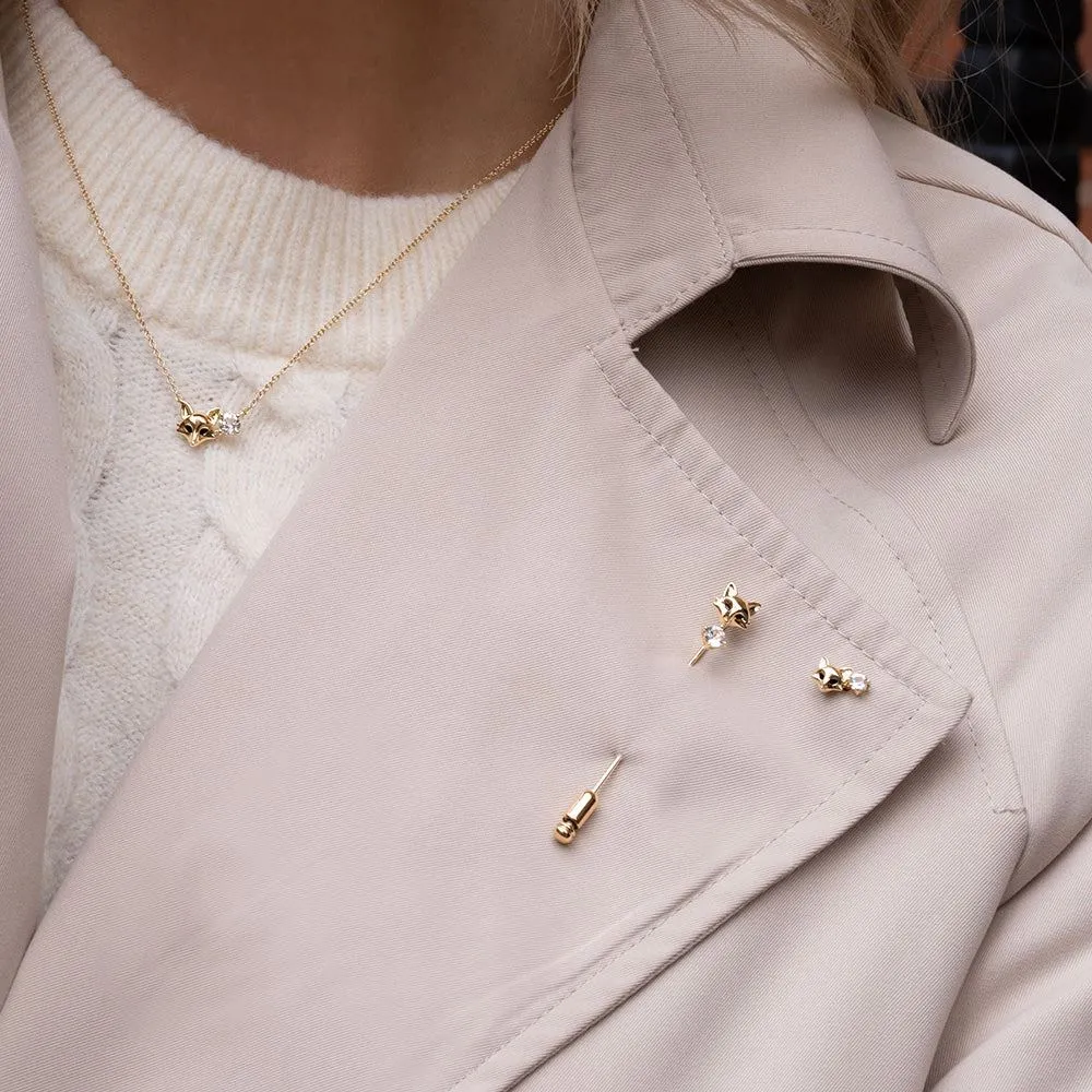 Gardenia White Topaz Fox Pin In 9ct Yellow Gold sold by Gemondo Jewellery product image thumbnail 2