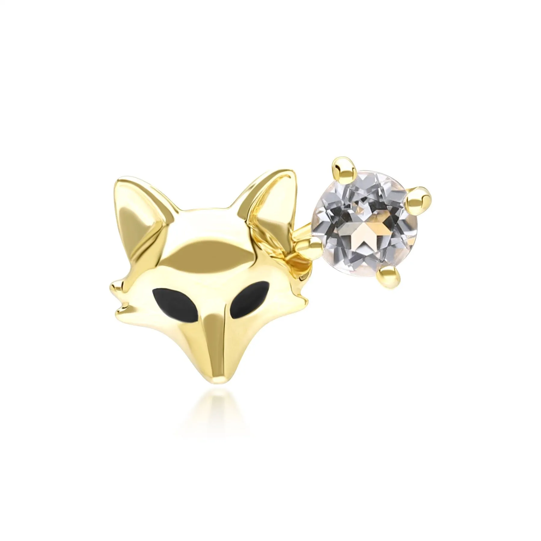 Gardenia White Topaz Fox Pin In 9ct Yellow Gold sold by Gemondo Jewellery