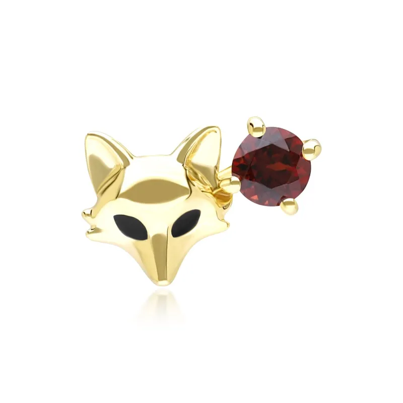 Gardenia Garnet Fox Pin In 9ct Yellow Gold sold by Gemondo Jewellery