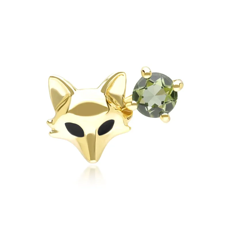 Gardenia Peridot Fox Pin In 9ct Yellow Gold sold by Gemondo Jewellery