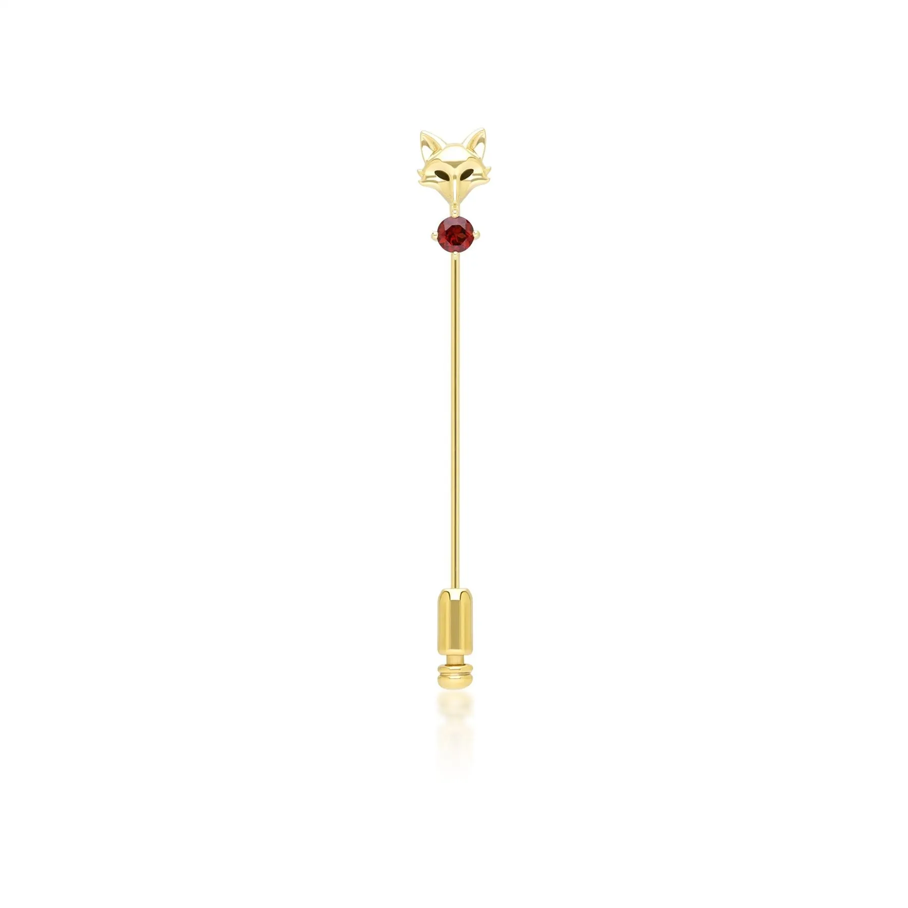 Gardenia Garnet Fox Lapel Pin In 9ct Yellow Gold sold by Gemondo Jewellery