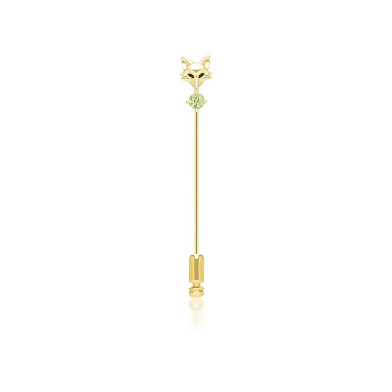 Gardenia Peridot Fox Lapel Pin In 9ct Yellow Gold sold by Gemondo Jewellery