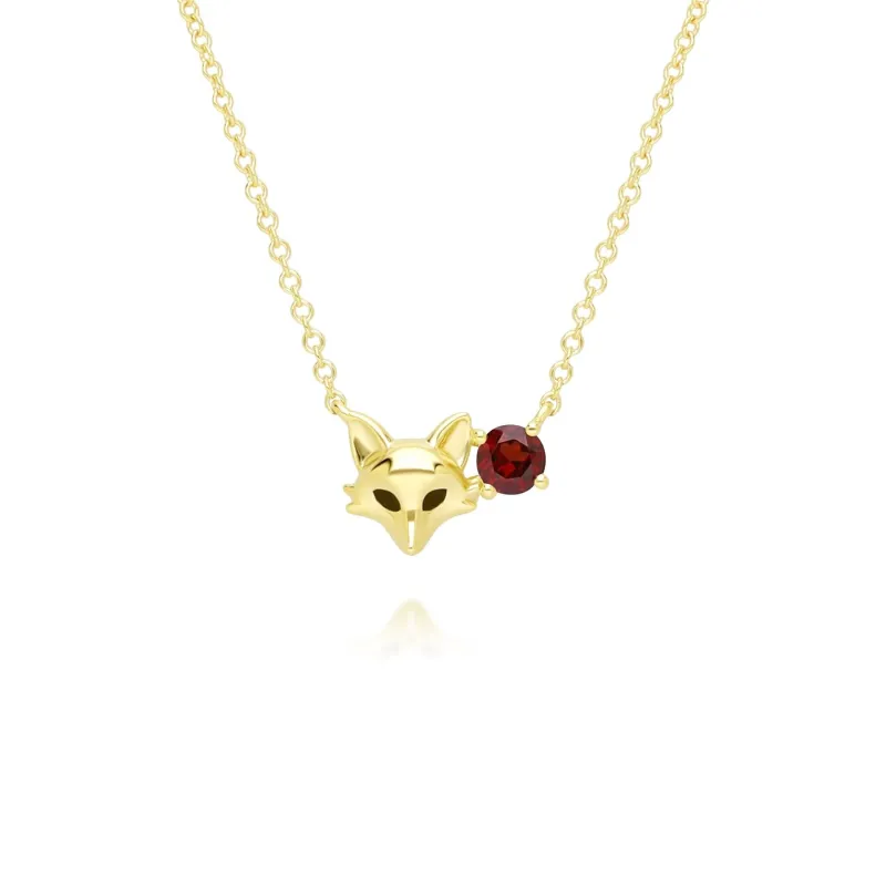 Gardenia Garnet Fox Necklace In 9ct Yellow Gold sold by Gemondo Jewellery
