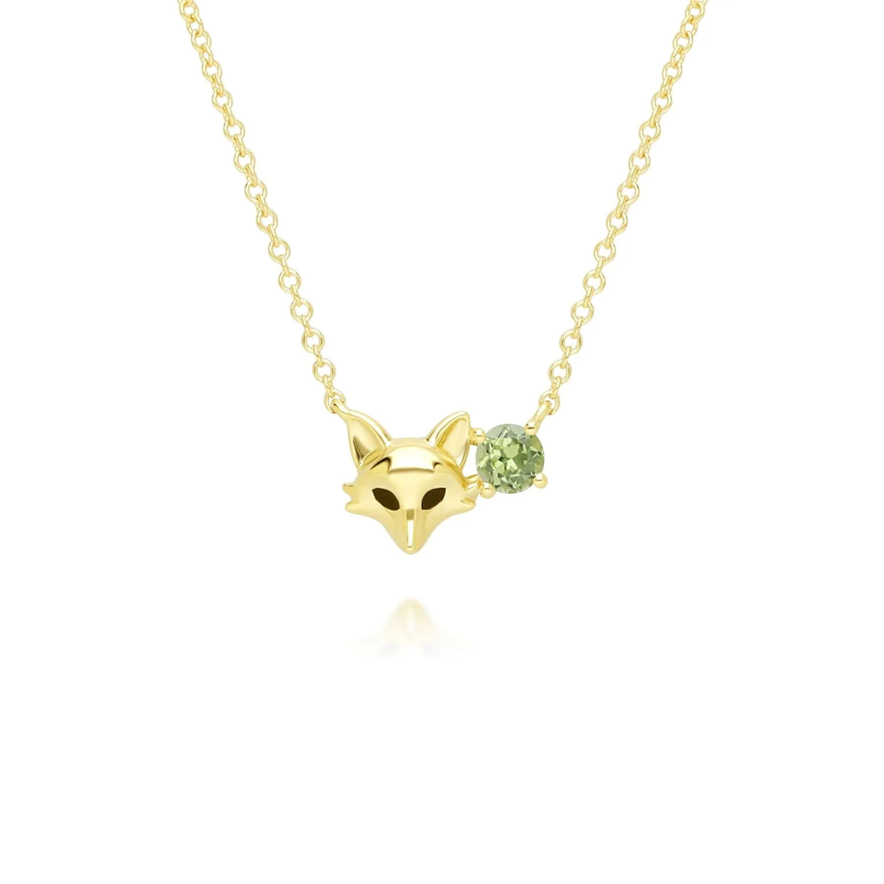 Gardenia Peridot Fox Necklace In 9ct Yellow Gold sold by Gemondo Jewellery