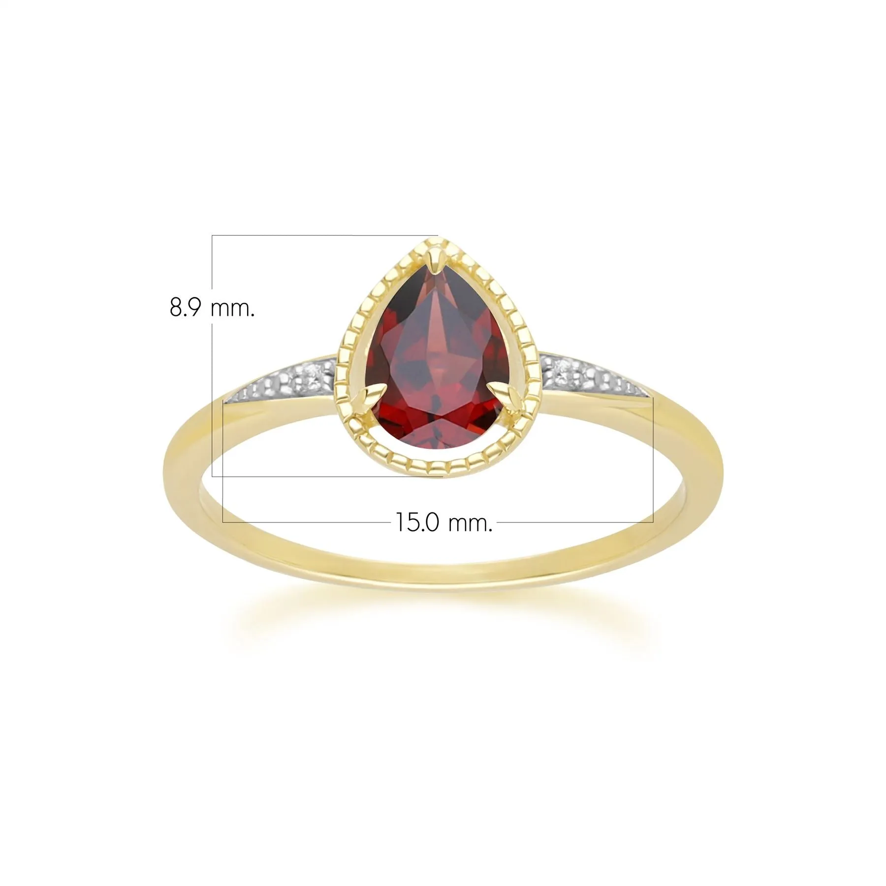 Classic Pear Garnet & Diamond Ring In 9ct Yellow Gold sold by Gemondo Jewellery product image thumbnail 4
