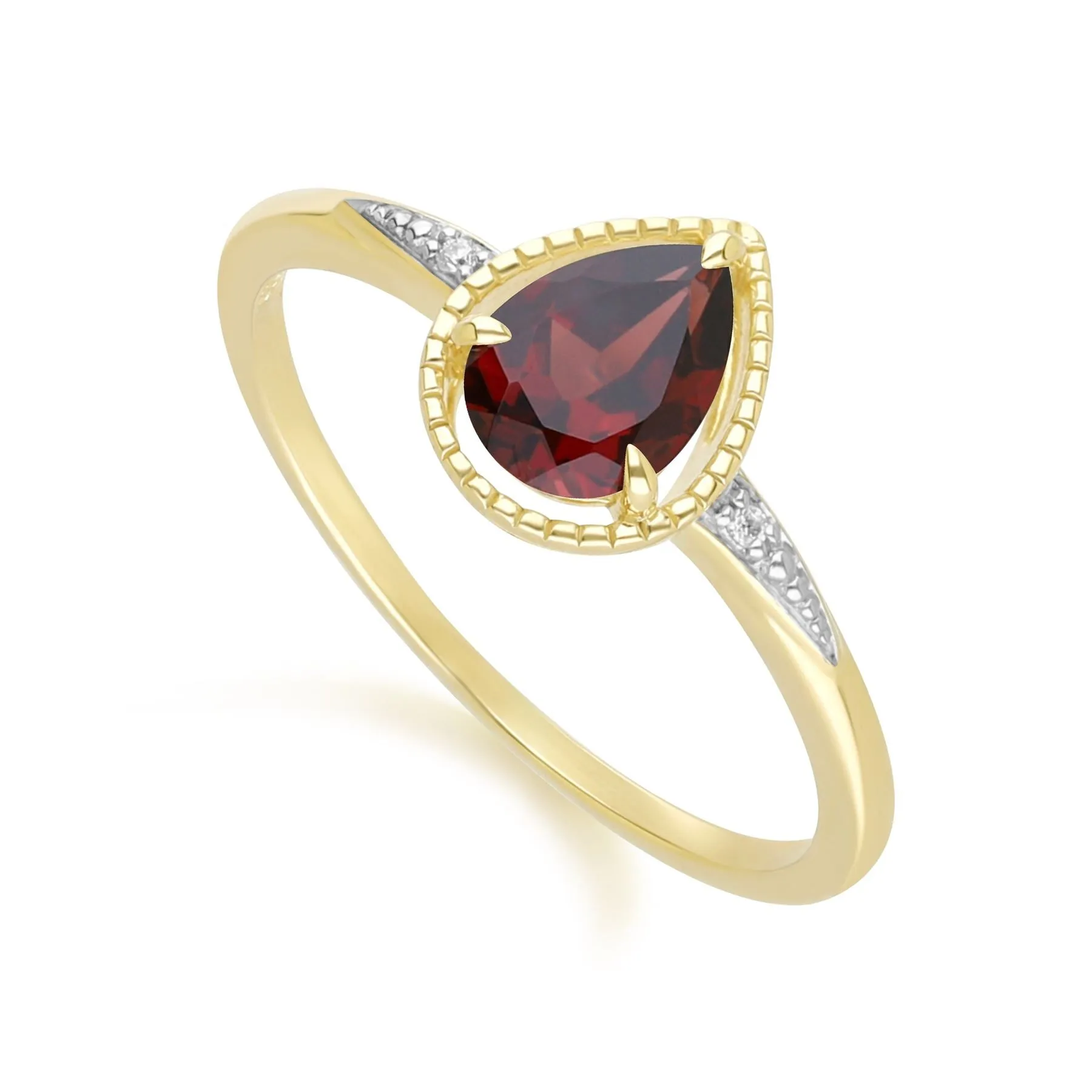 Classic Pear Garnet & Diamond Ring In 9ct Yellow Gold sold by Gemondo Jewellery product image thumbnail 3