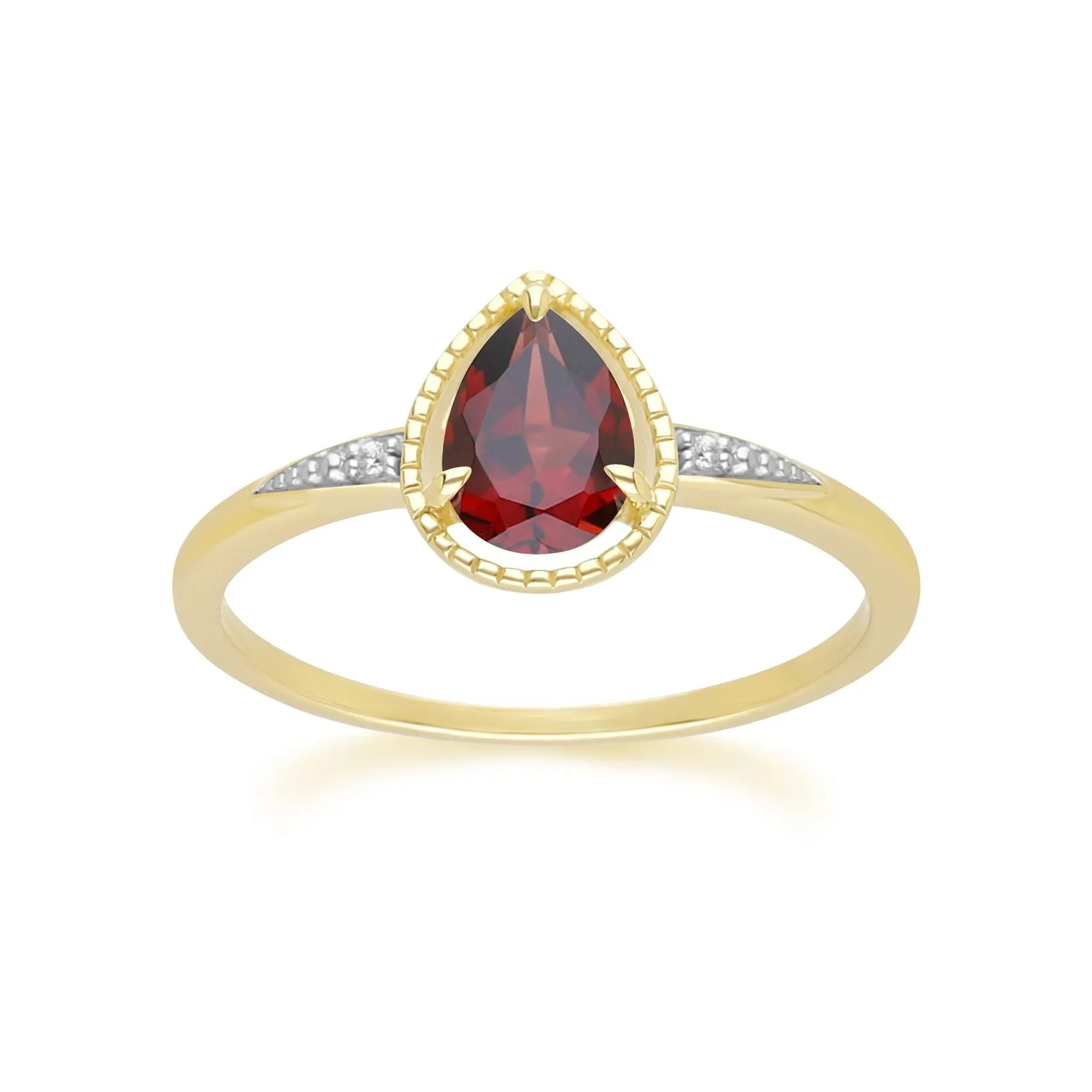Classic Pear Garnet & Diamond Ring In 9ct Yellow Gold sold by Gemondo Jewellery