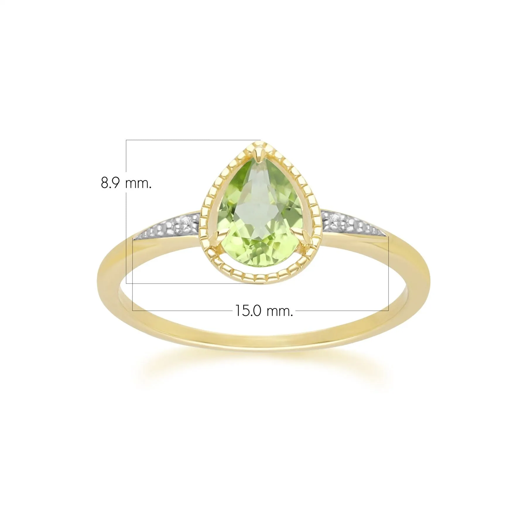 Classic Pear Peridot & Diamond Ring In 9ct Yellow Gold sold by Gemondo Jewellery product image thumbnail 4