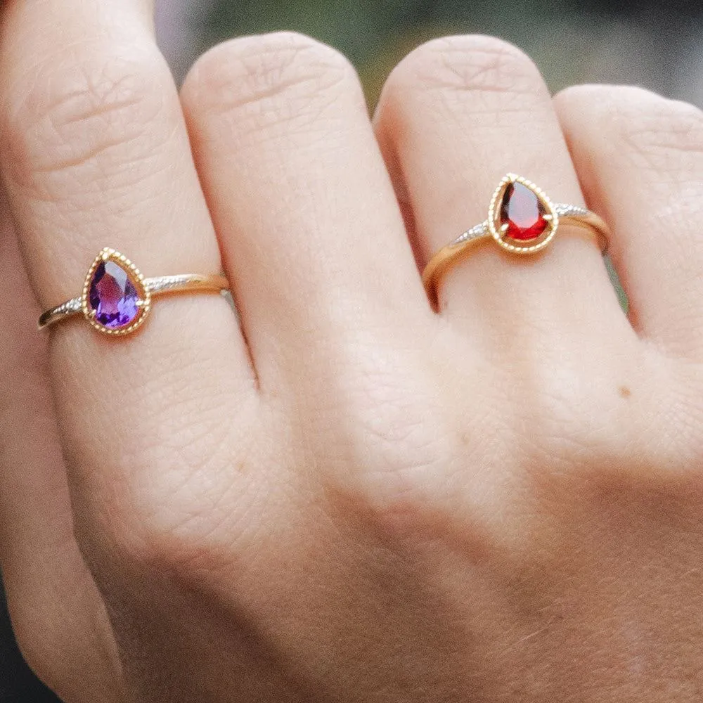 Classic Pear Amethyst & Diamond Ring In 9ct Yellow Gold sold by Gemondo Jewellery product image thumbnail 2