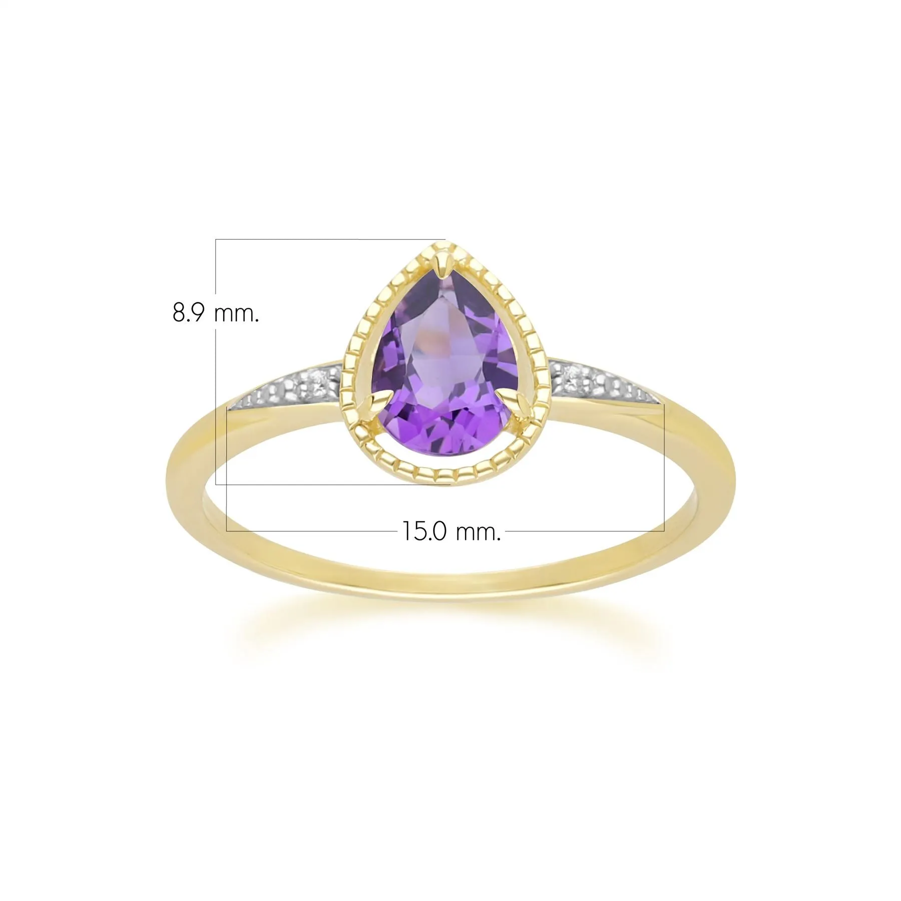 Classic Pear Amethyst & Diamond Ring In 9ct Yellow Gold sold by Gemondo Jewellery product image thumbnail 4