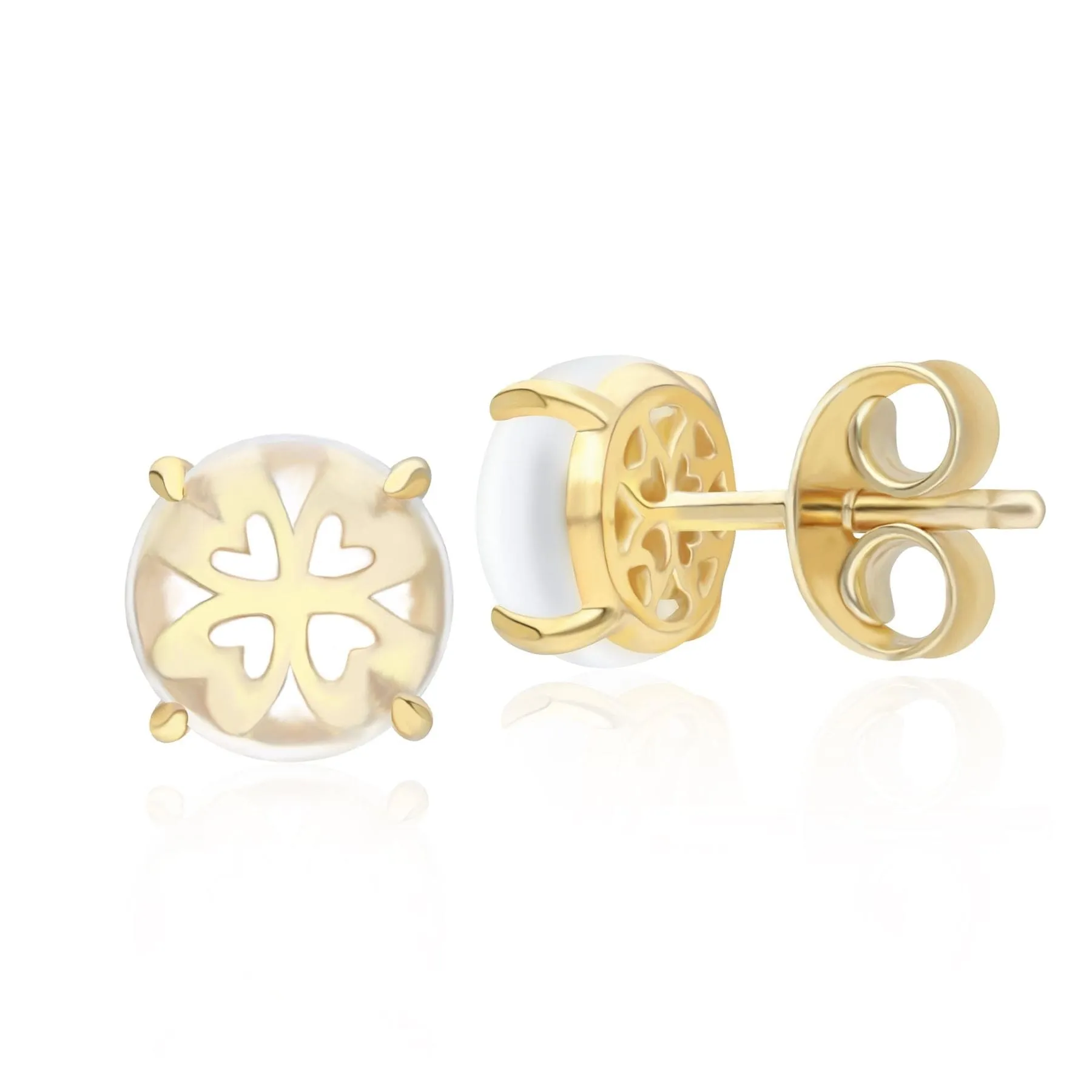Gardenia Rock Crystal Cabochon Stud Earrings in Gold Plated Sterling Silver sold by Gemondo Jewellery product image thumbnail 3