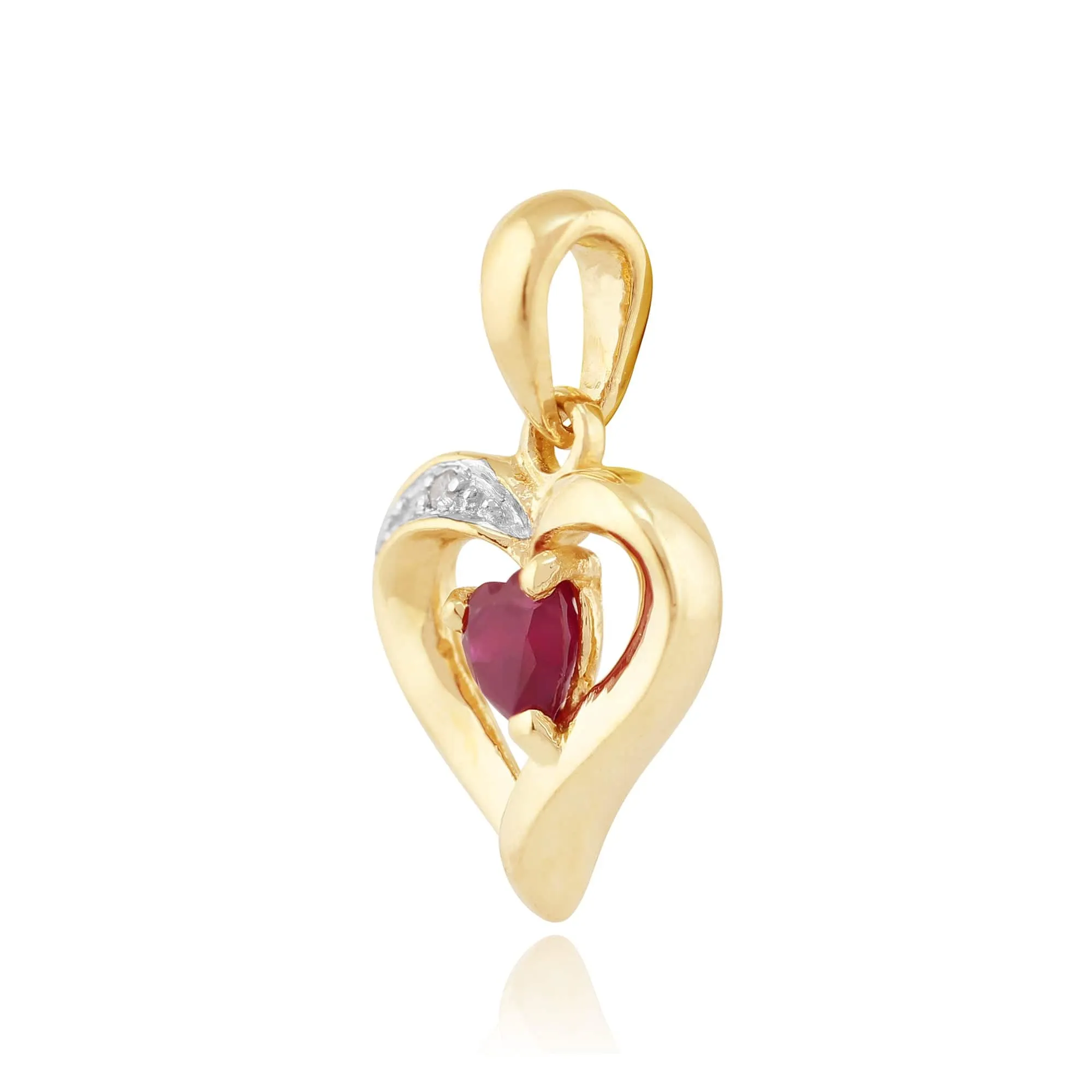 Classic Heart Ruby & Diamond Heart Pendant in 9ct Yellow Gold sold by Gemondo Jewellery product image thumbnail 2