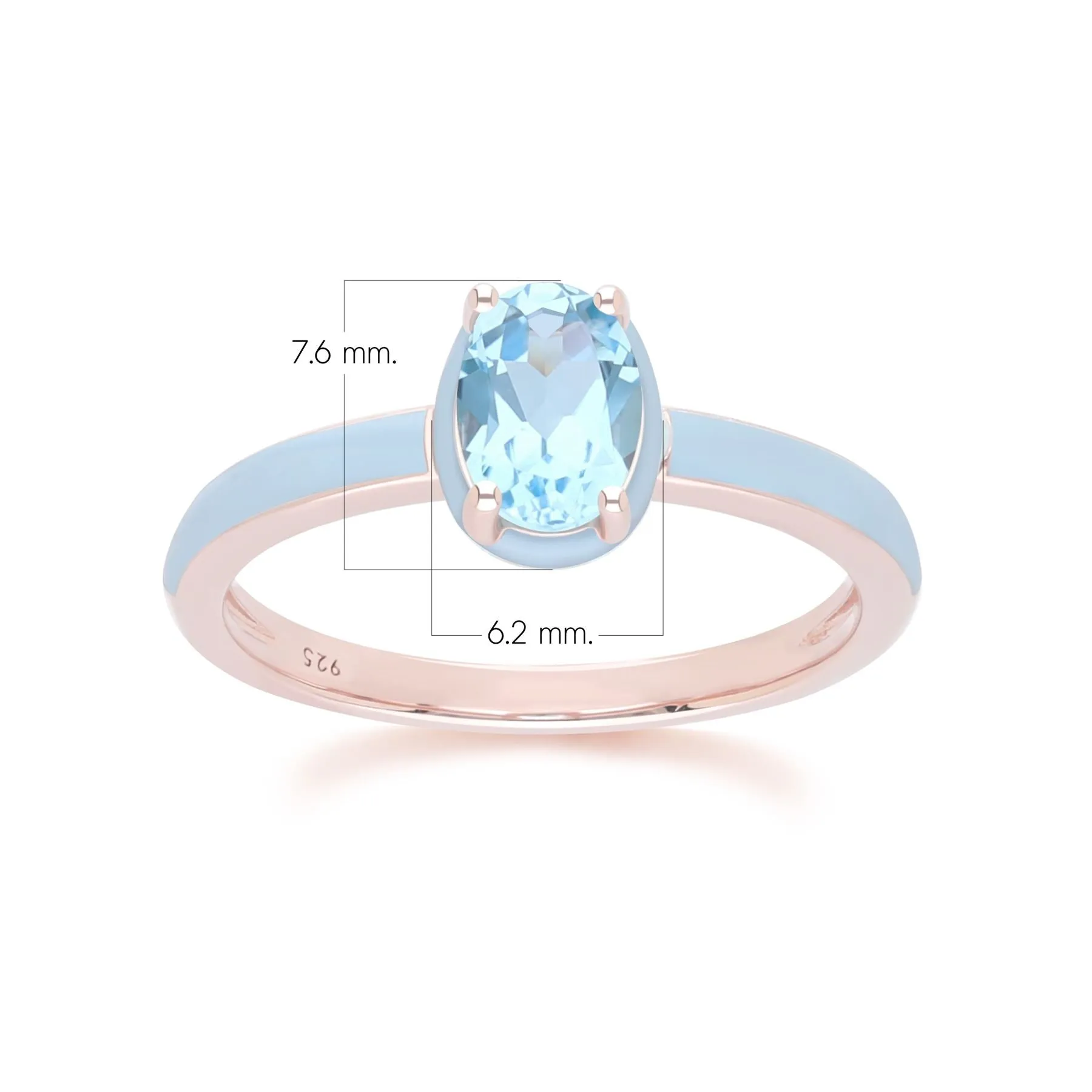 Siberian Waltz Blue Enamel & Oval Sky Blue Topaz Ring In Rose Gold Vermeil sold by Gemondo Jewellery product image thumbnail 4