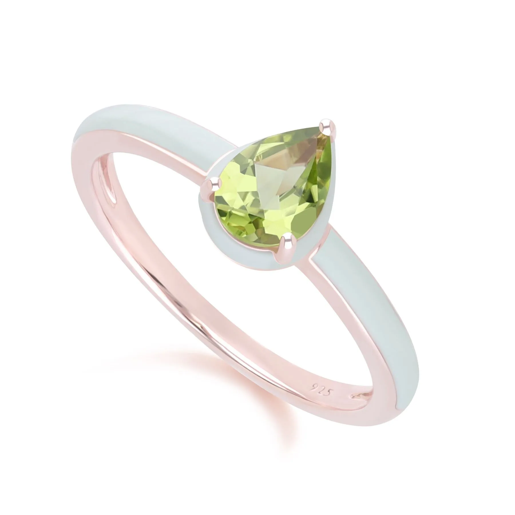 Siberian Waltz Green Enamel & Pear Peridot Ring In Rose Gold Vermeil sold by Gemondo Jewellery product image thumbnail 3