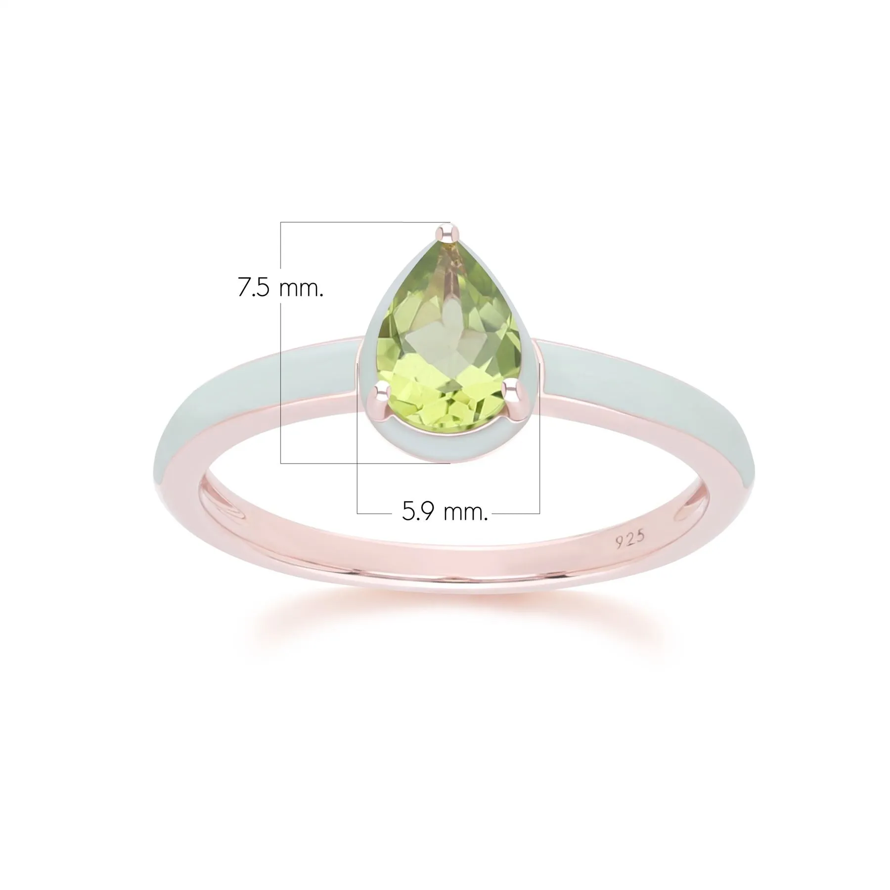 Siberian Waltz Green Enamel & Pear Peridot Ring In Rose Gold Vermeil sold by Gemondo Jewellery product image thumbnail 4