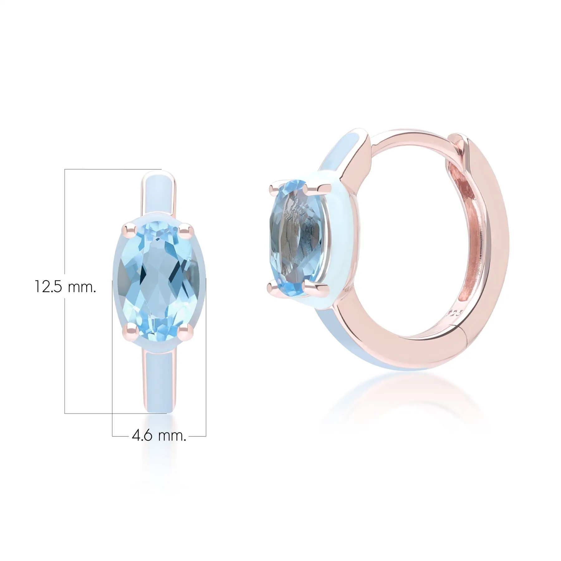 Siberian Waltz Blue Enamel & Oval Sky Blue Topaz Hoop Earrings In Rose Gold Vermeil sold by Gemondo Jewellery product image thumbnail 4