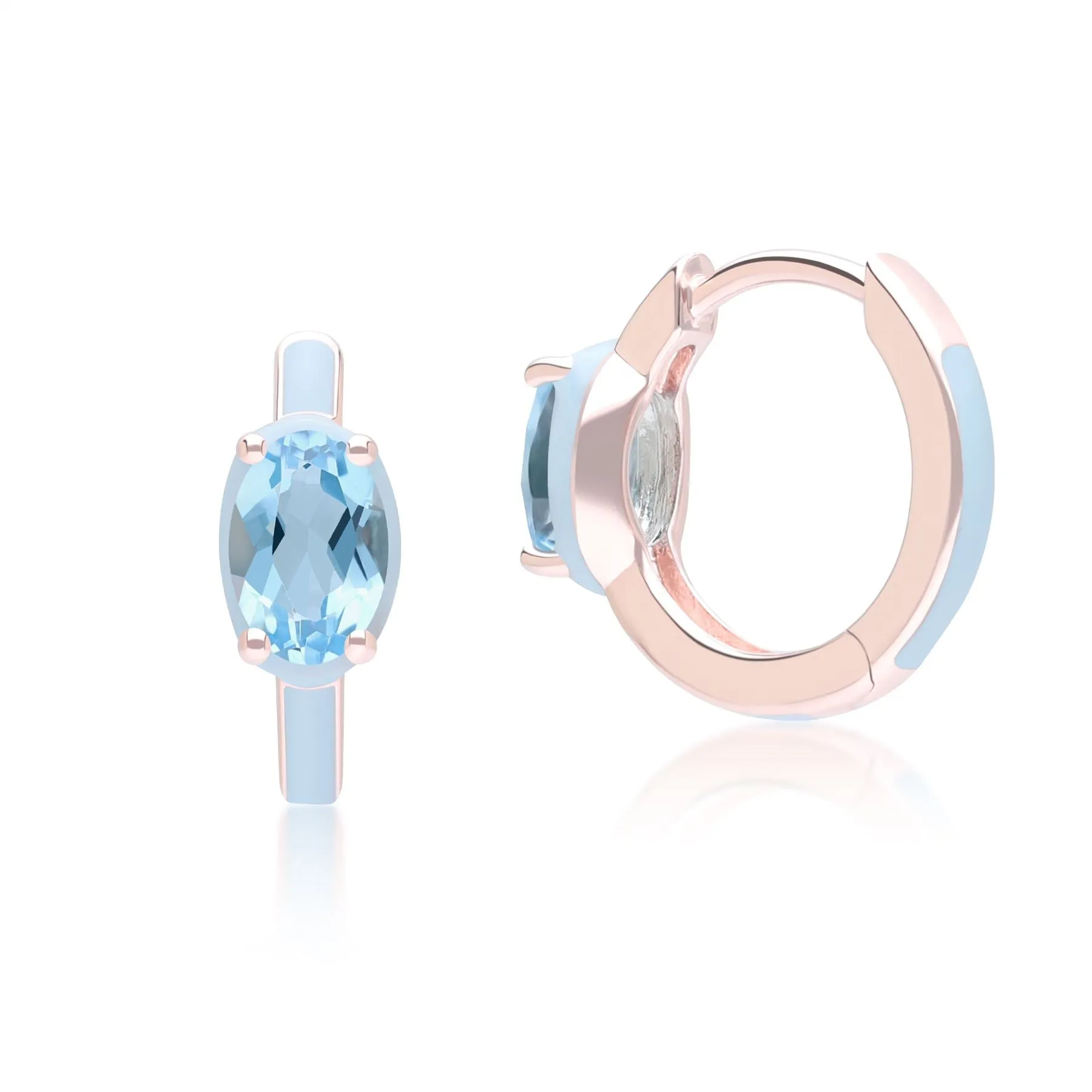Siberian Waltz Blue Enamel & Oval Sky Blue Topaz Hoop Earrings In Rose Gold Vermeil sold by Gemondo Jewellery product image thumbnail 3