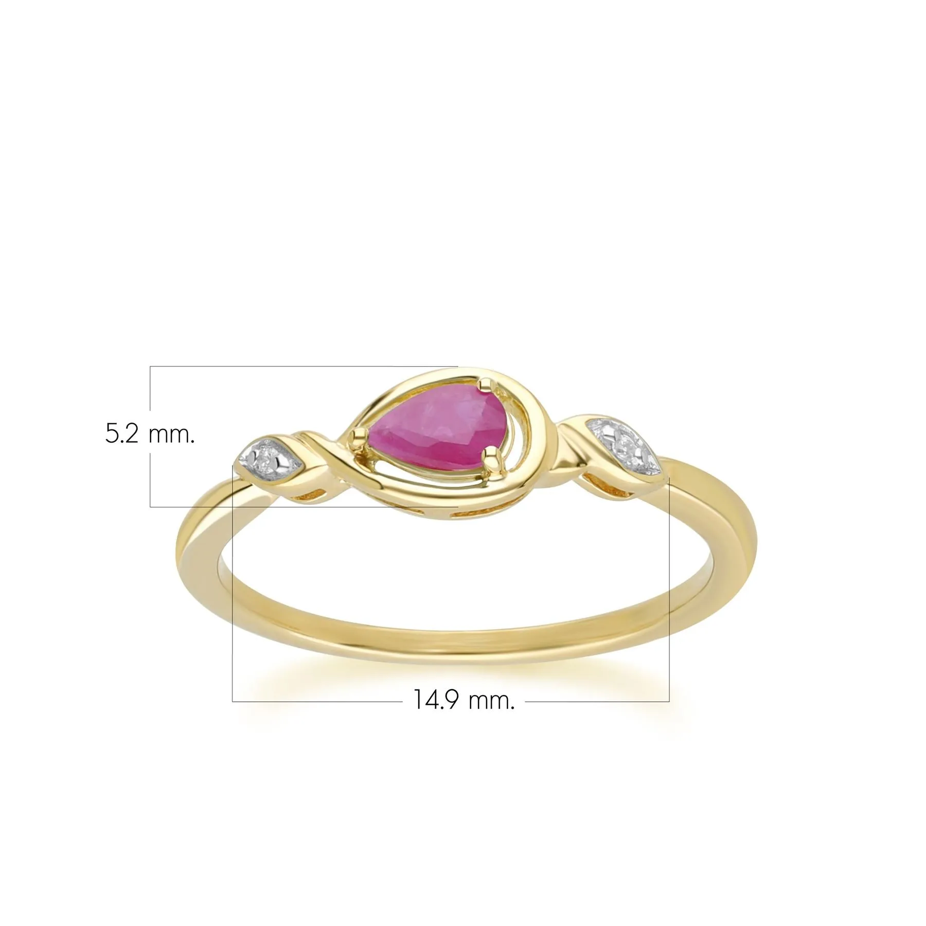 Classic Pear Ruby & Diamond Ring In 9ct Yellow Gold sold by Gemondo Jewellery product image thumbnail 4