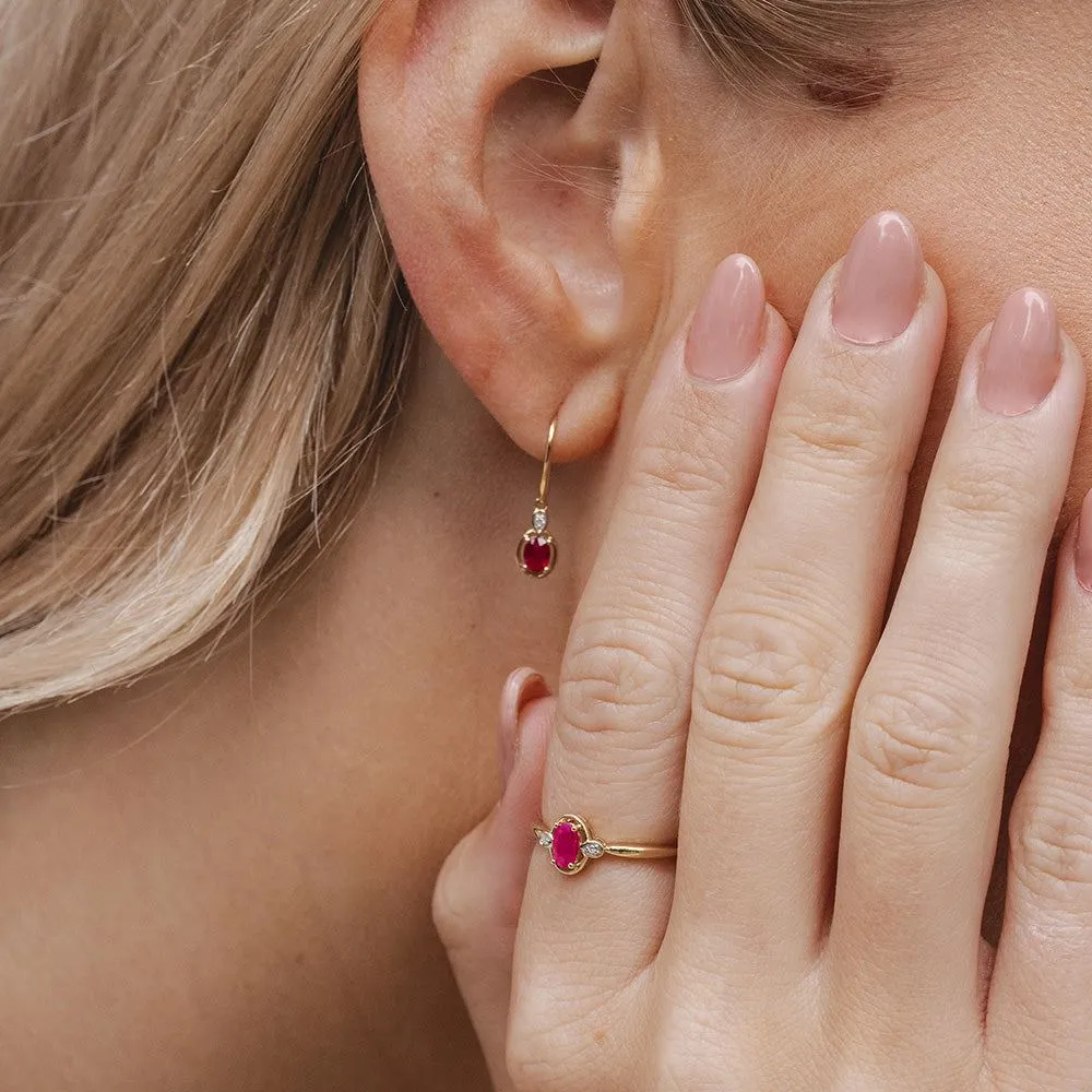 Classic Oval Ruby & Round Diamond Ring In 9ct Yellow Gold sold by Gemondo Jewellery product image thumbnail 2