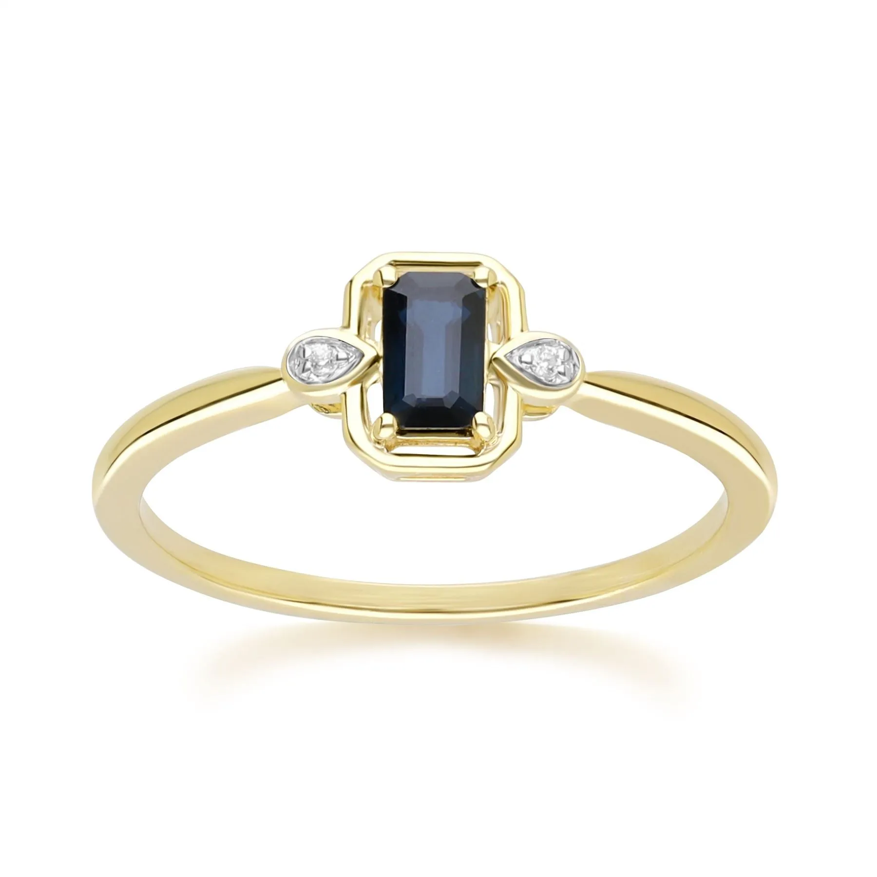 Classic Sapphire Baguette & Diamond Ring In 9ct Yellow Gold sold by Gemondo Jewellery