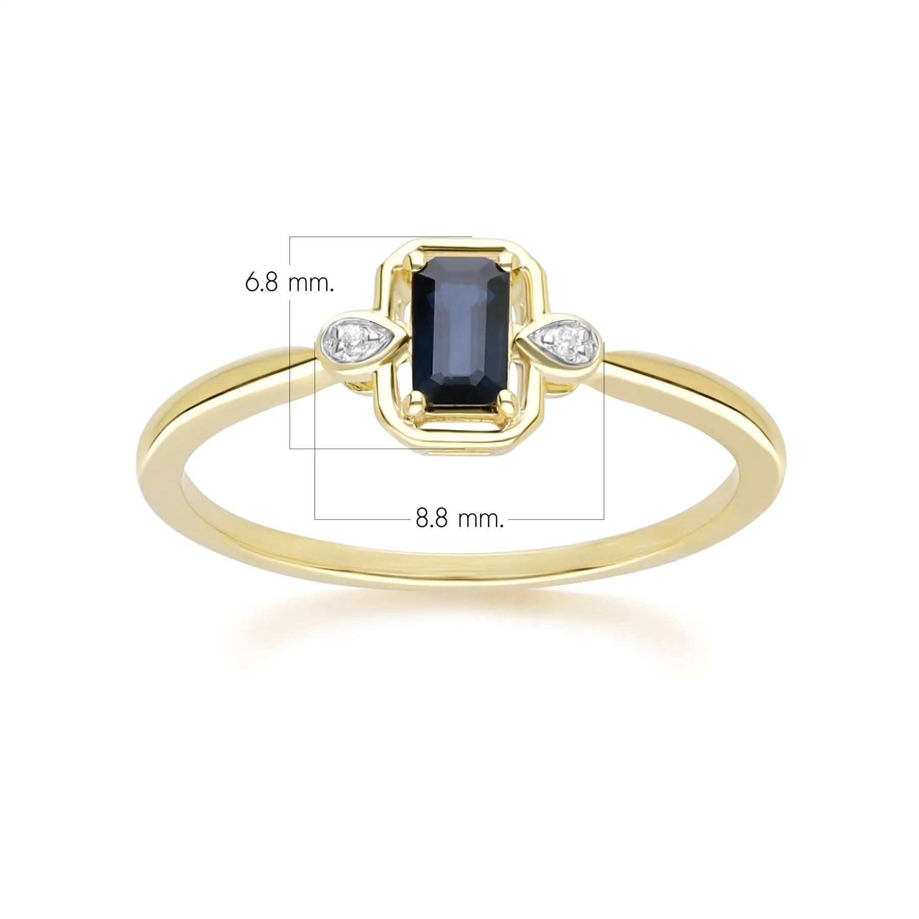Classic Sapphire Baguette & Diamond Ring In 9ct Yellow Gold sold by Gemondo Jewellery product image thumbnail 4