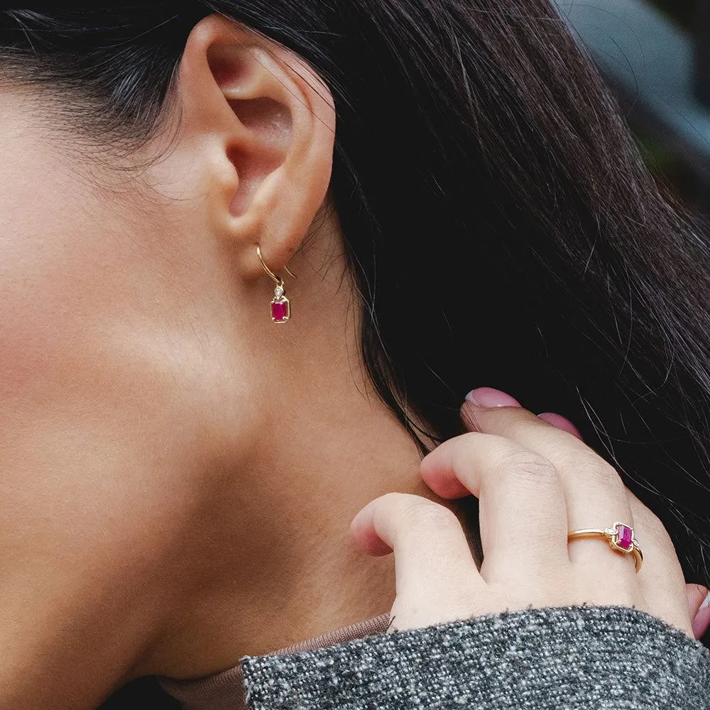 Classic Ruby Baguette & Diamond Ring In 9ct Yellow Gold sold by Gemondo Jewellery product image thumbnail 2