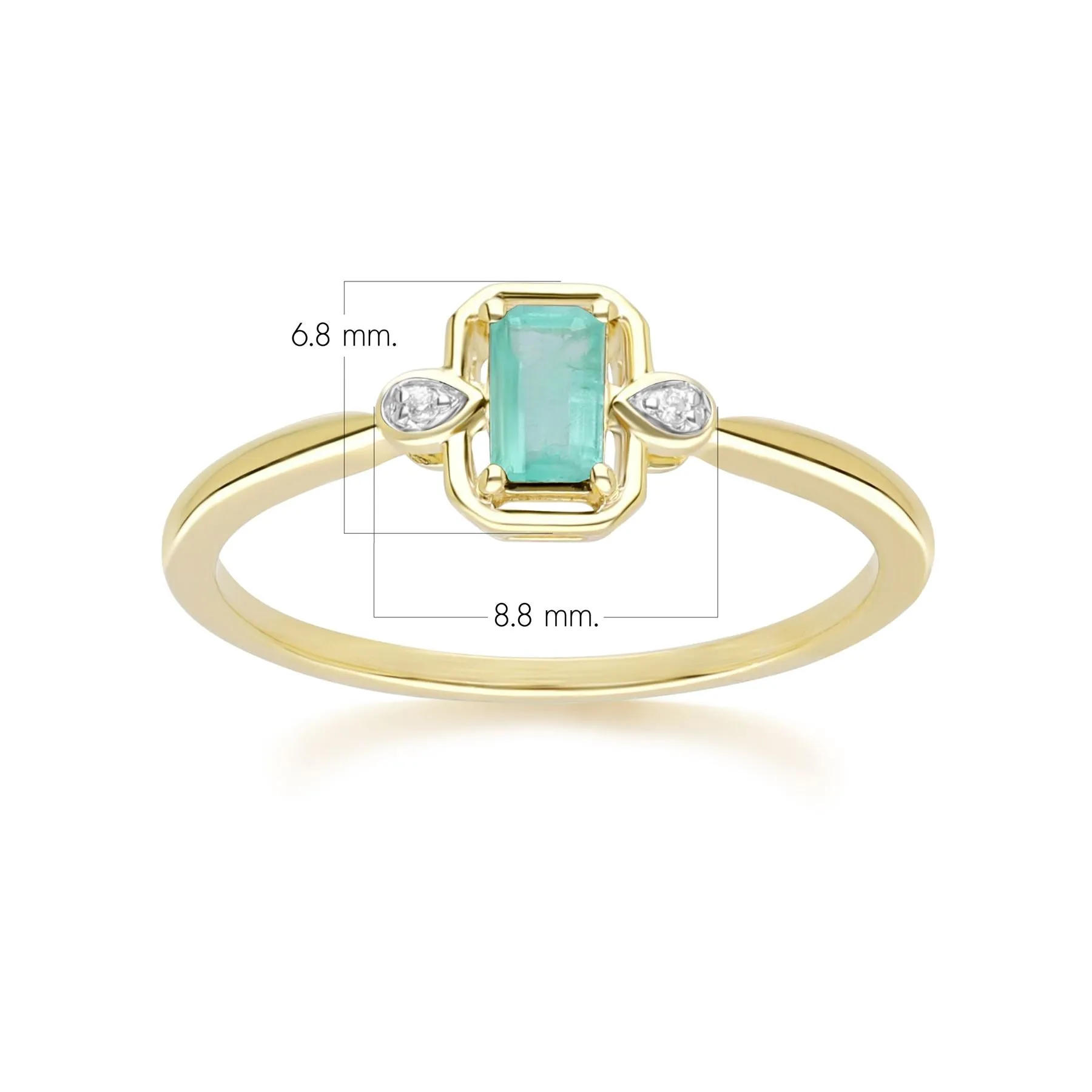 Classic Emerald Baguette & Diamond Ring In 9ct Yellow Gold sold by Gemondo Jewellery product image thumbnail 4