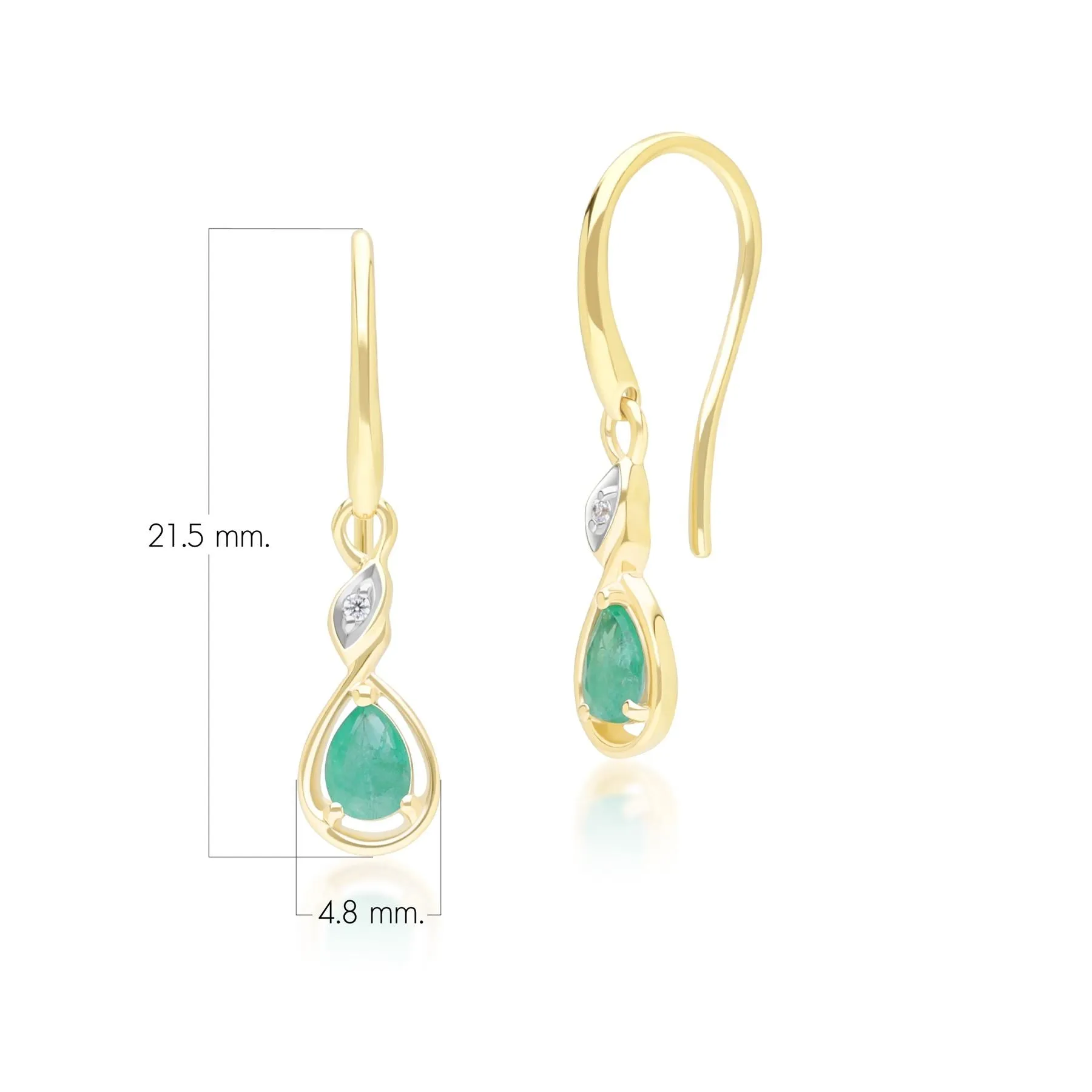 Classic Pear Emerald & Diamond Drop Earrings In 9ct Yellow Gold sold by Gemondo Jewellery product image thumbnail 4