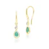 Classic Pear Emerald & Diamond Drop Earrings In 9ct Yellow Gold sold by Gemondo Jewellery