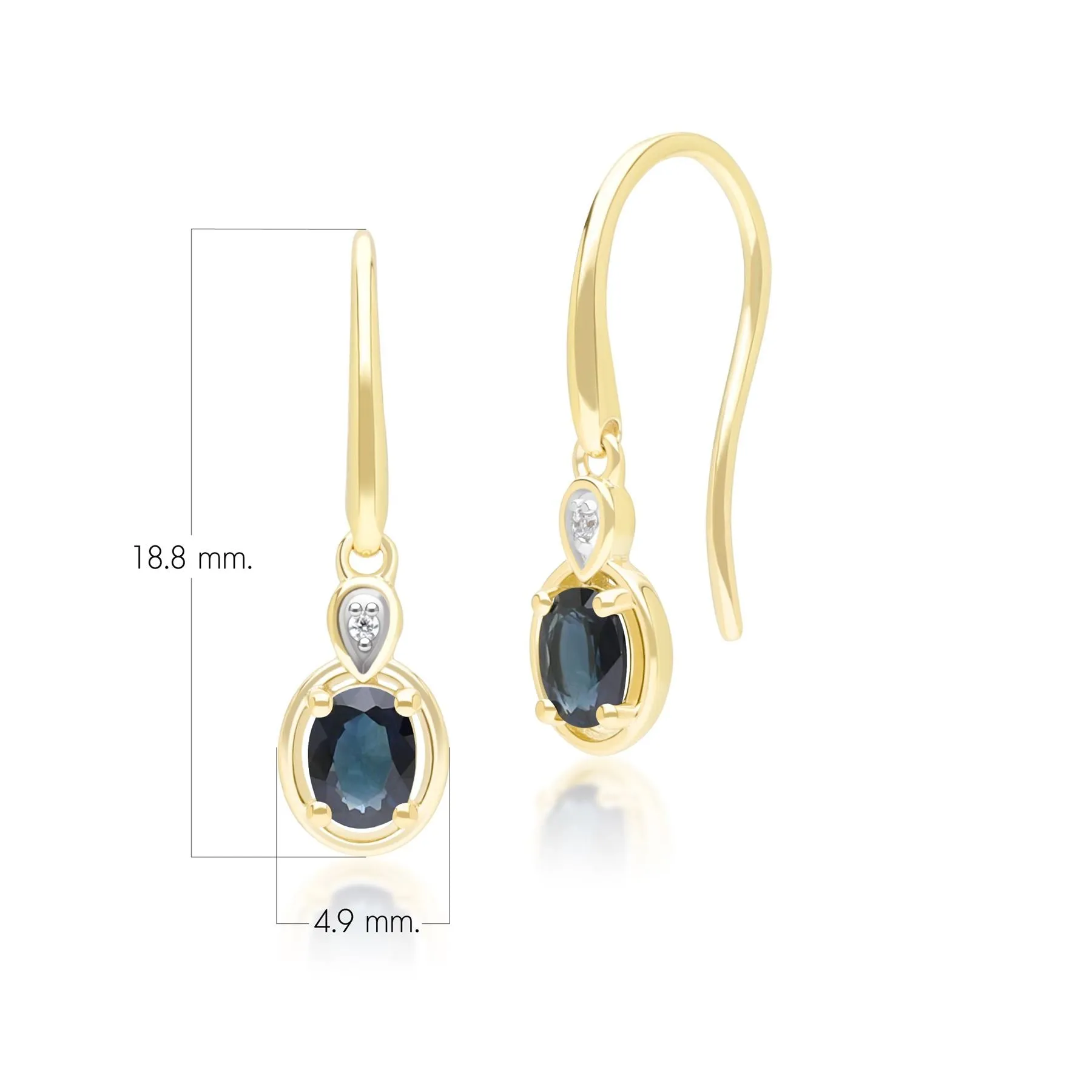Classic Oval Sapphire & Round Diamond Drop Earrings In 9ct Yellow Gold sold by Gemondo Jewellery product image thumbnail 4