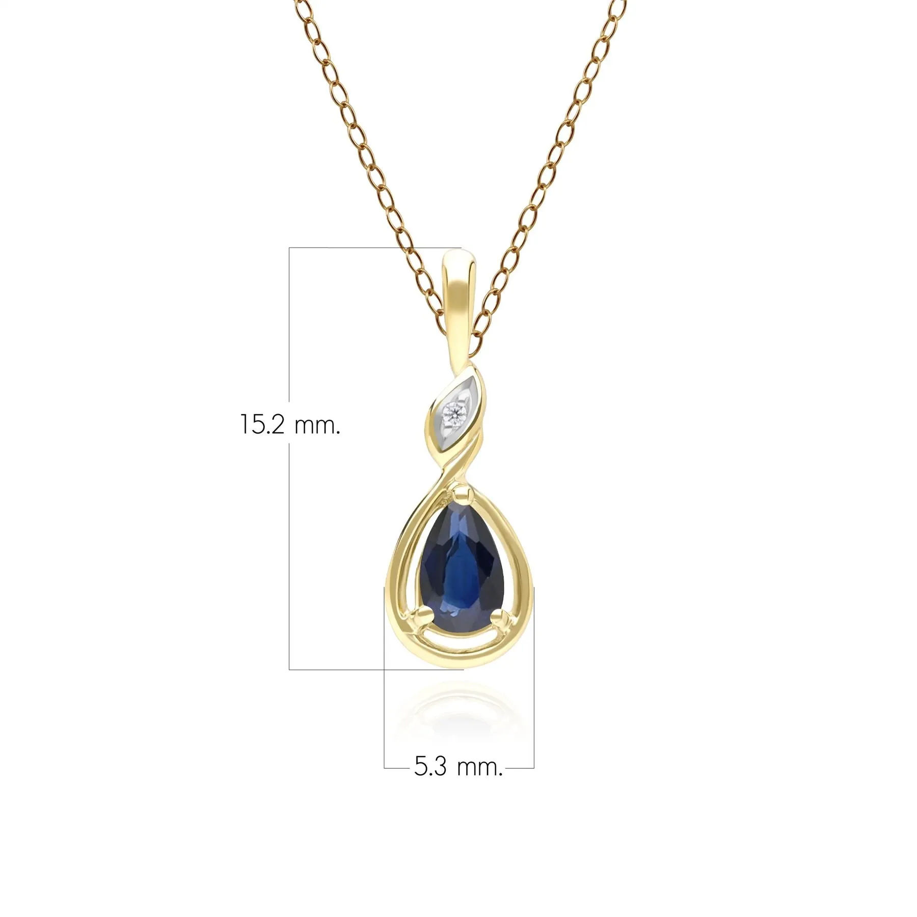 Classic Pear Sapphire & Diamond Pendant Necklace In 9ct Yellow Gold sold by Gemondo Jewellery product image thumbnail 3
