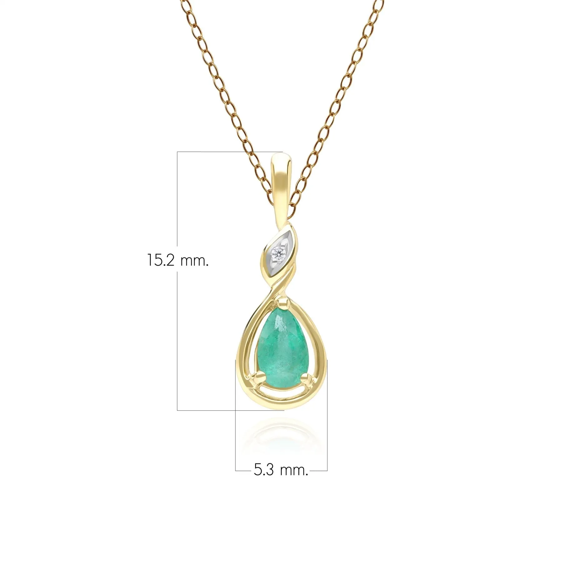 Classic Pear Emerald & Diamond Pendant Necklace In 9ct Yellow Gold sold by Gemondo Jewellery product image thumbnail 3