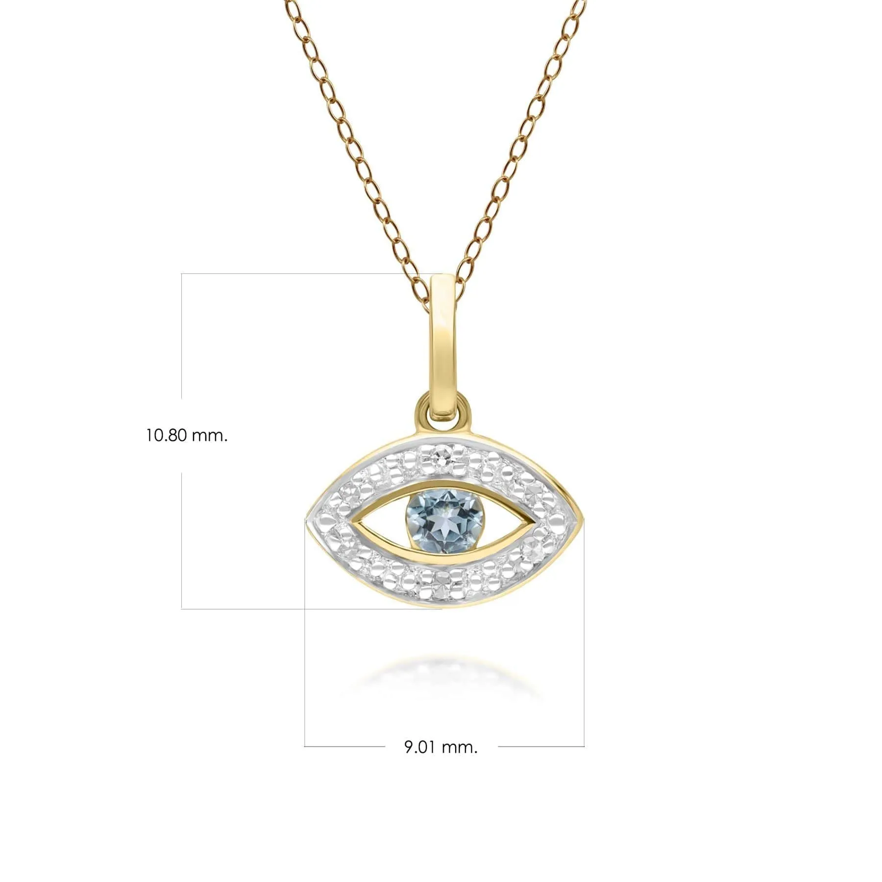 ECFEW™ Dainty Evil Eye Blue Topaz & Diamond Pendant in 9ct Yellow Gold sold by Gemondo Jewellery product image thumbnail 3